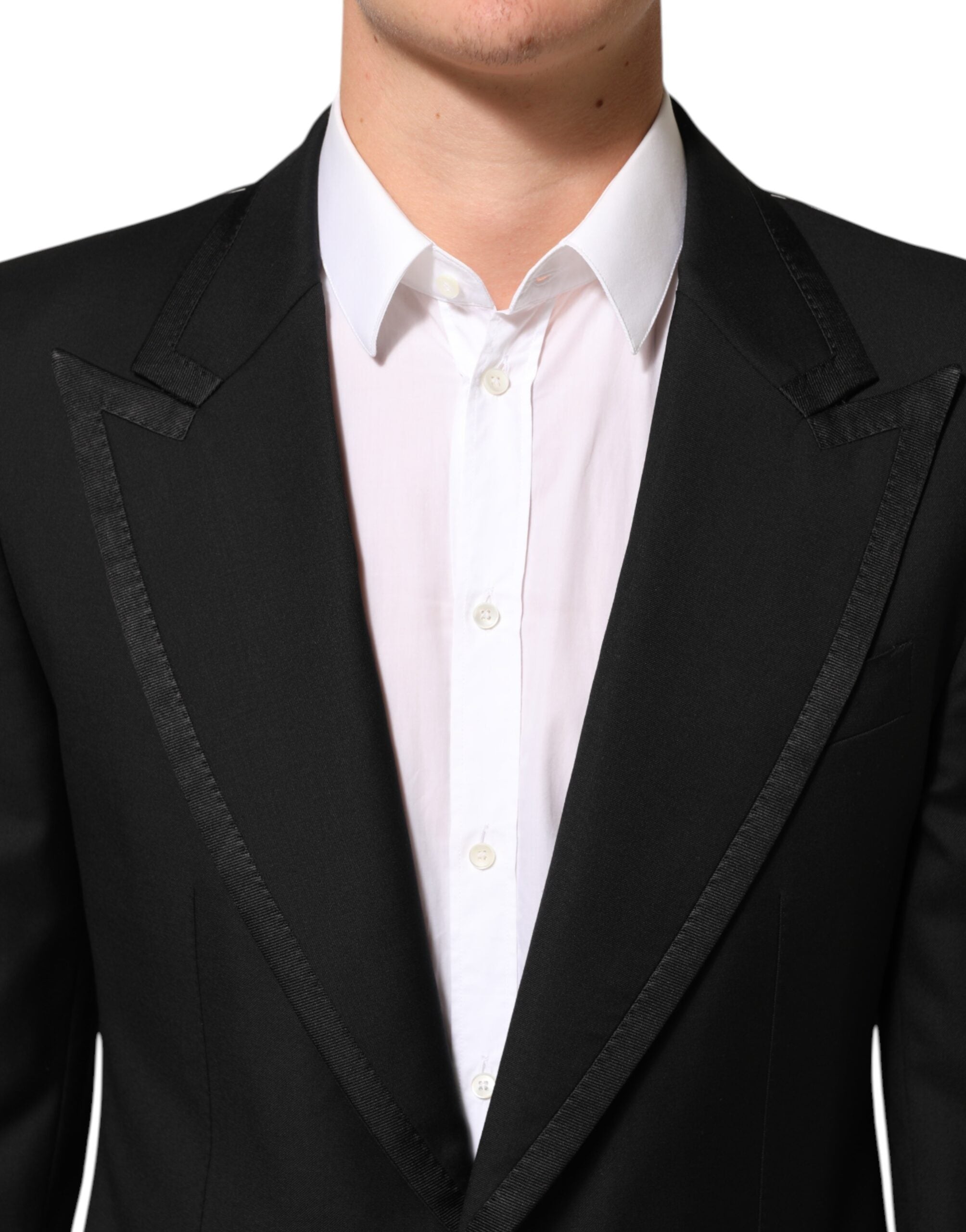 Dolce & Gabbana Schwarz Wolle 1 Knopf Anzug Jacke Männer Blazer