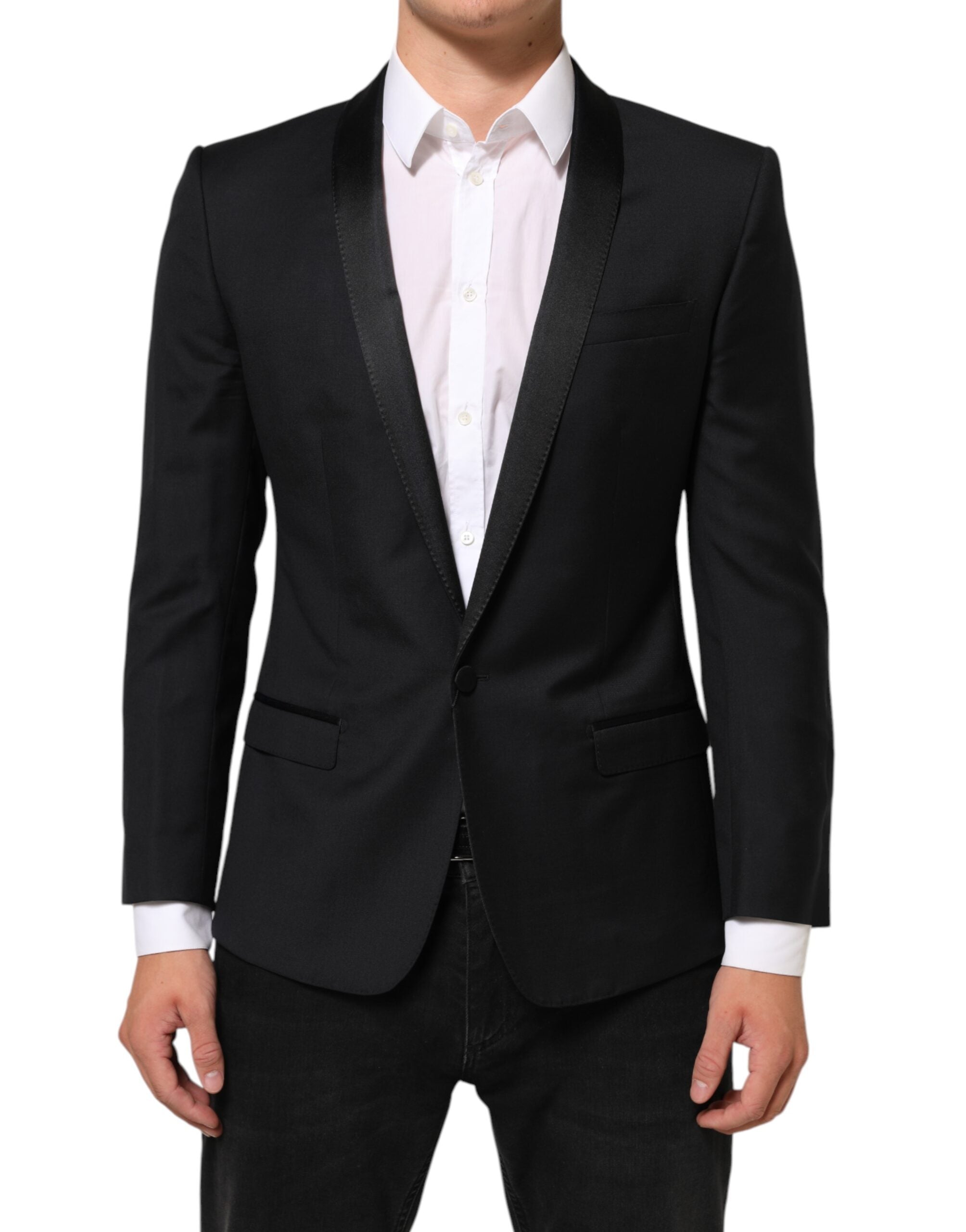 Dolce & Gabbana Schwarz GOLD 1 Knopf Anzug Jacke Männer Blazer