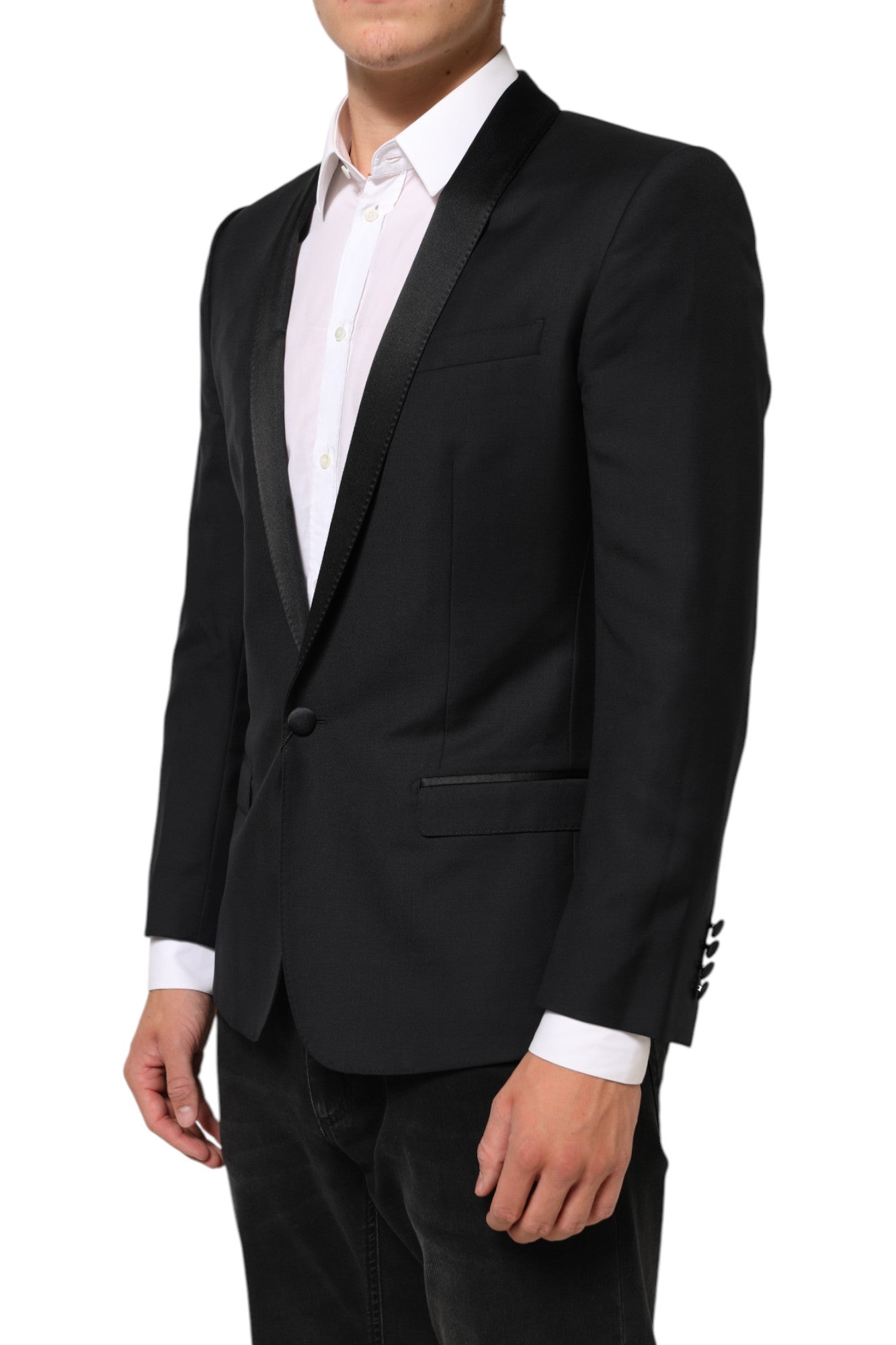 Dolce & Gabbana Schwarz GOLD 1 Knopf Anzug Jacke Männer Blazer