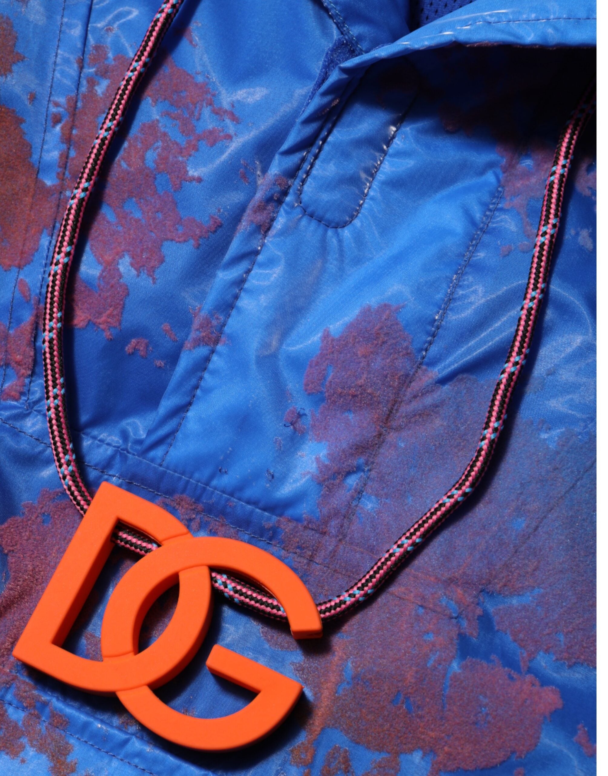 Dolce & Gabbana Blaue Tie Dye Logo Sweatshirt Jacke mit Kapuze