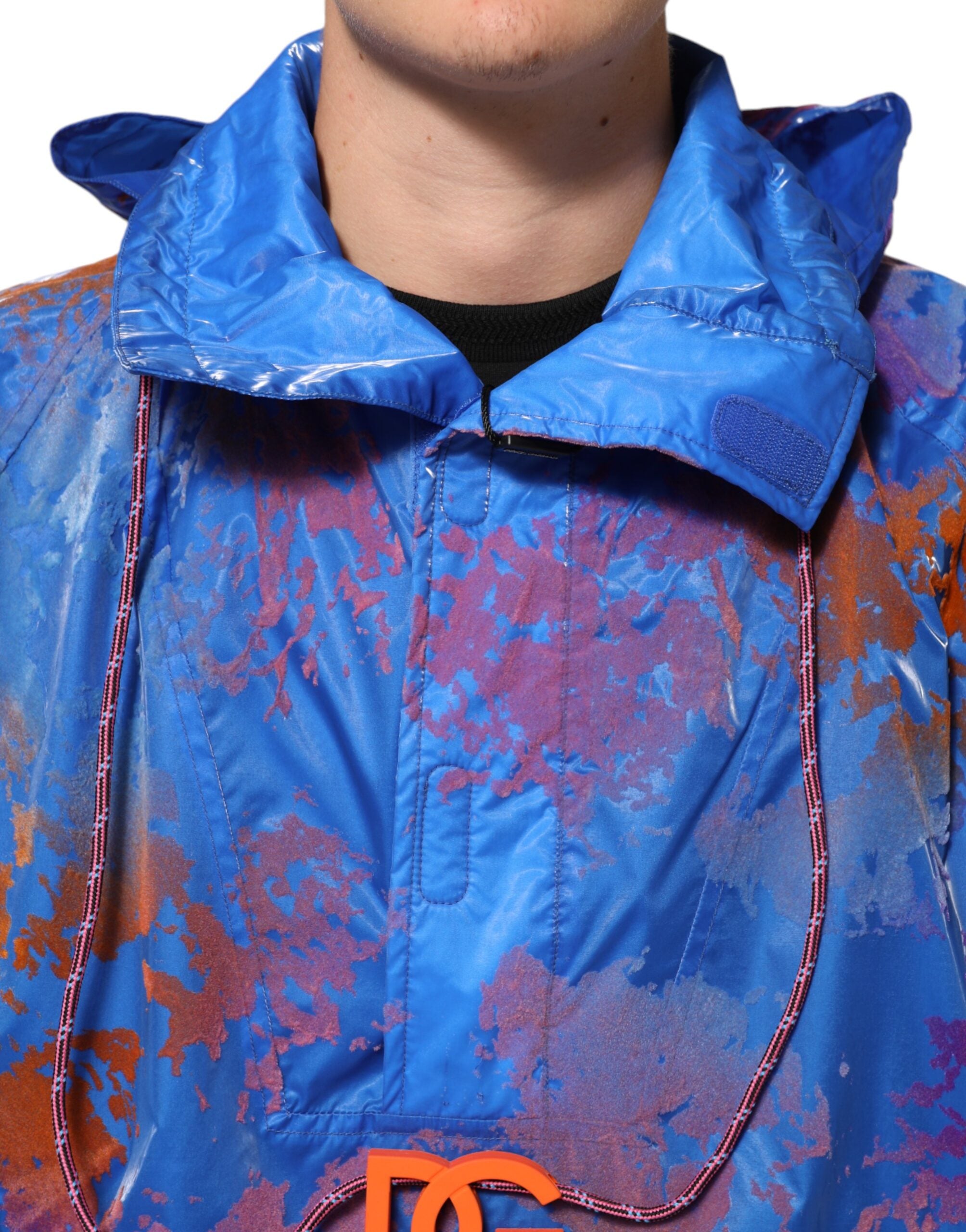 Dolce & Gabbana Blaue Tie Dye Logo Sweatshirt Jacke mit Kapuze