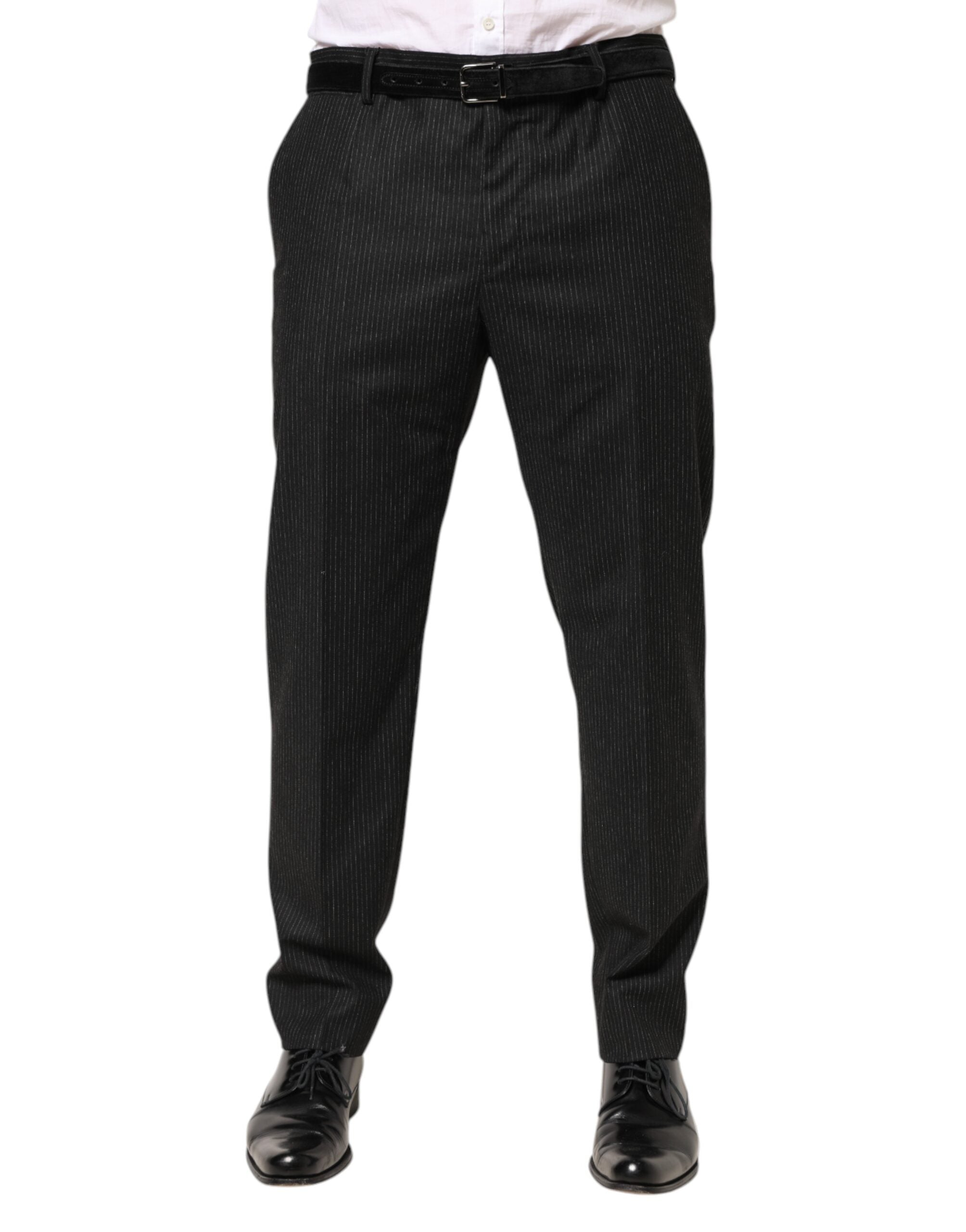 Dolce & Gabbana Schwarze Kleiderhosen aus Baumwolle mit mittlerer Taille