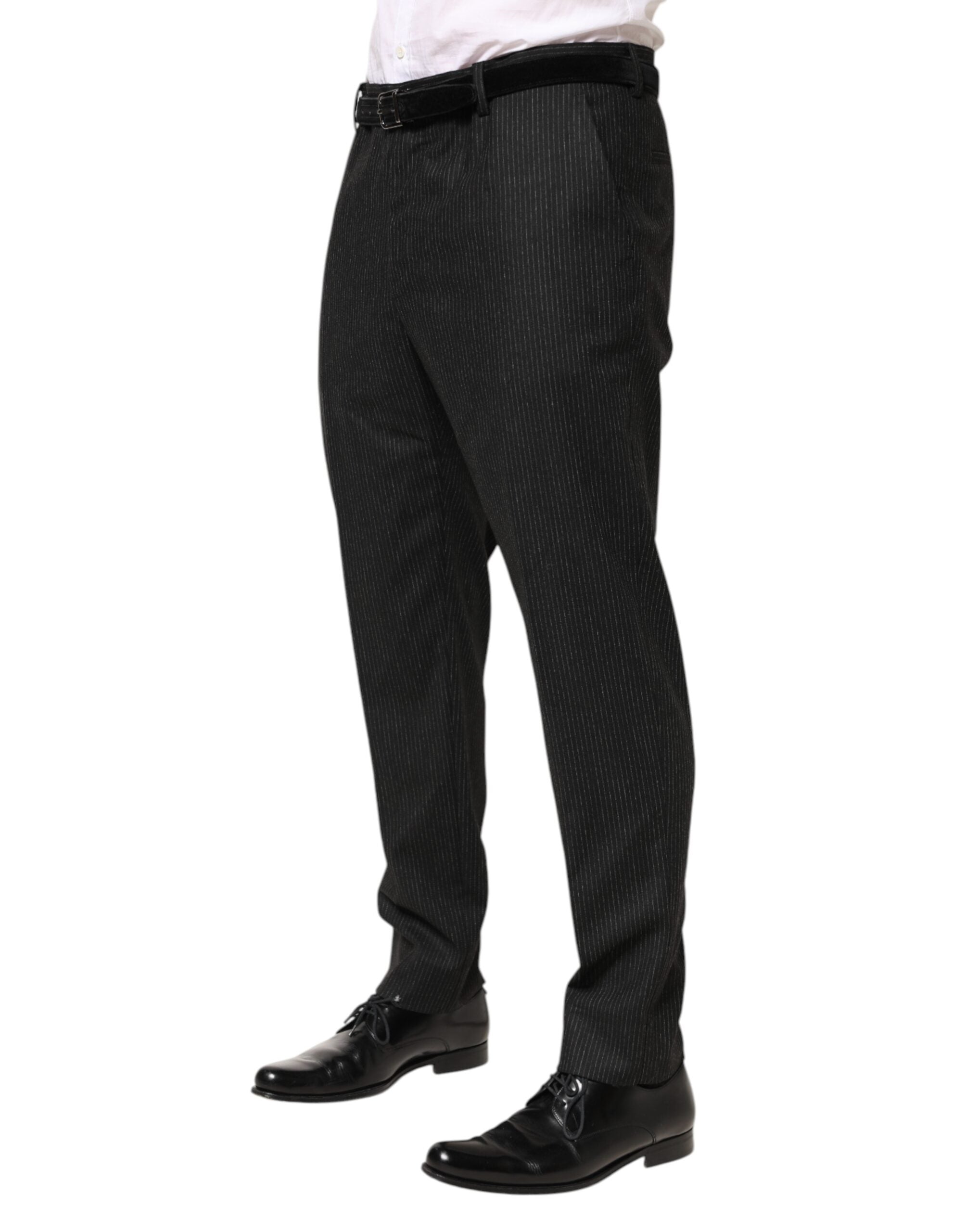 Dolce & Gabbana Schwarze Kleiderhosen aus Baumwolle mit mittlerer Taille