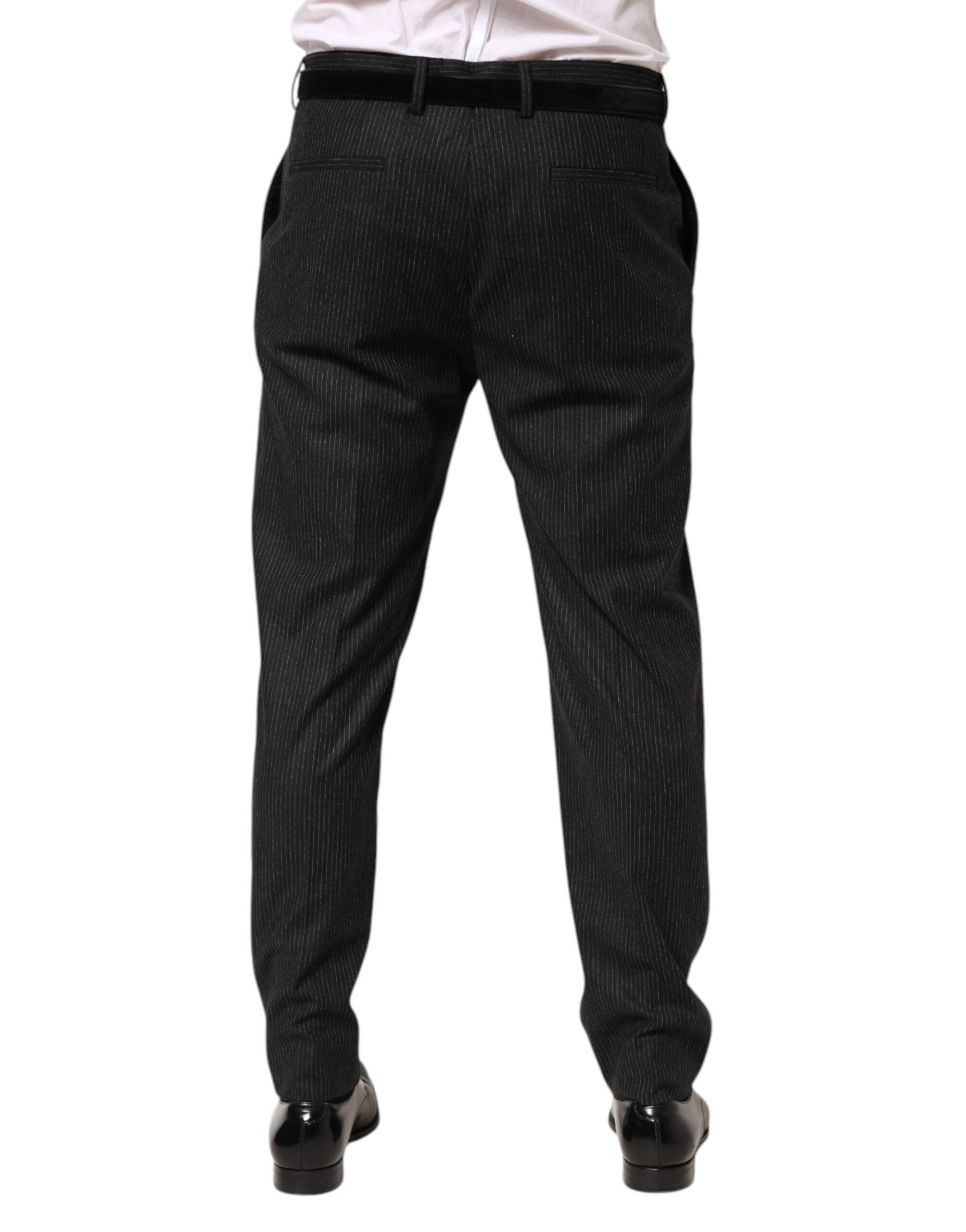 Dolce & Gabbana Schwarze Kleiderhosen aus Baumwolle mit mittlerer Taille