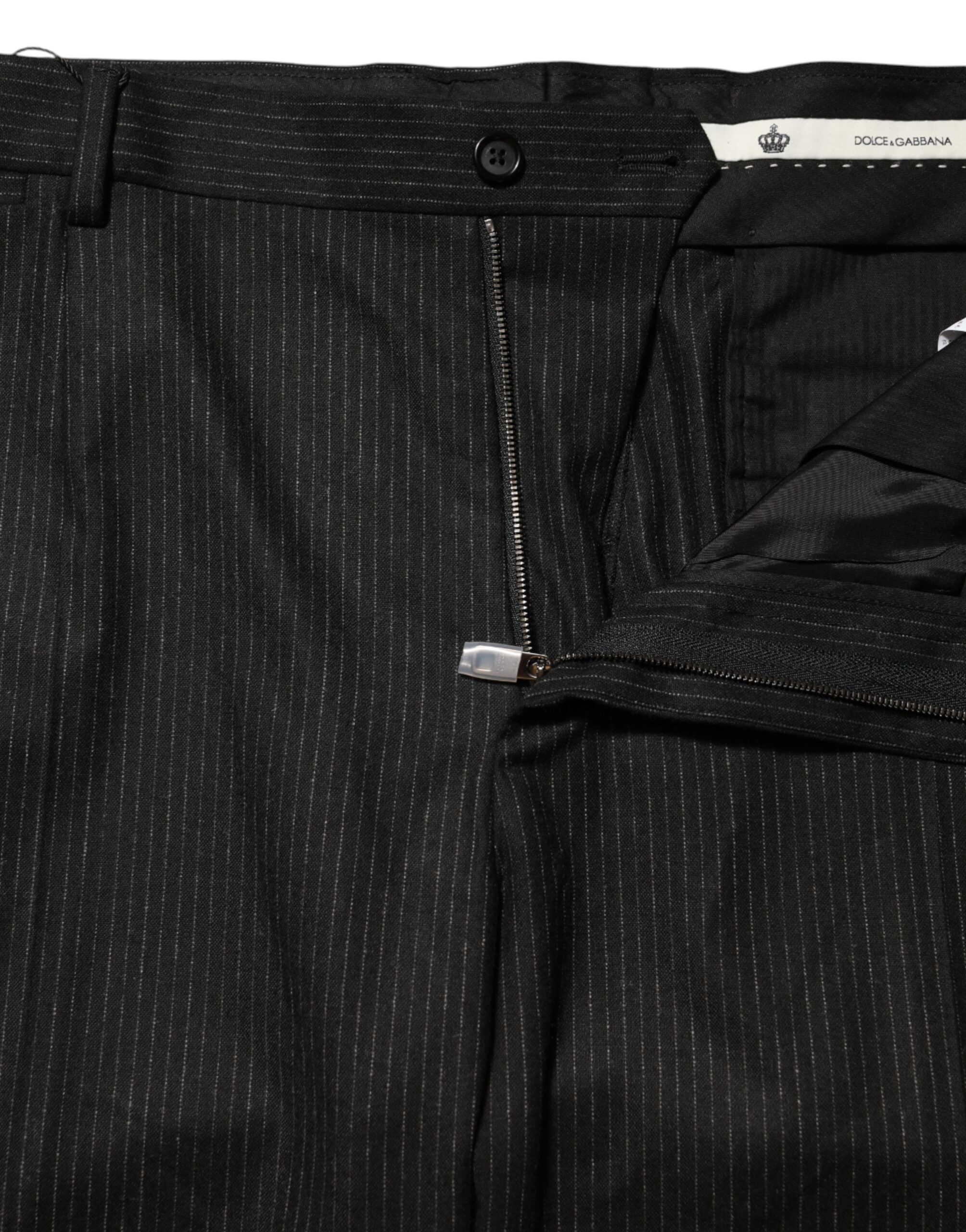 Dolce & Gabbana Schwarze Kleiderhosen aus Baumwolle mit mittlerer Taille