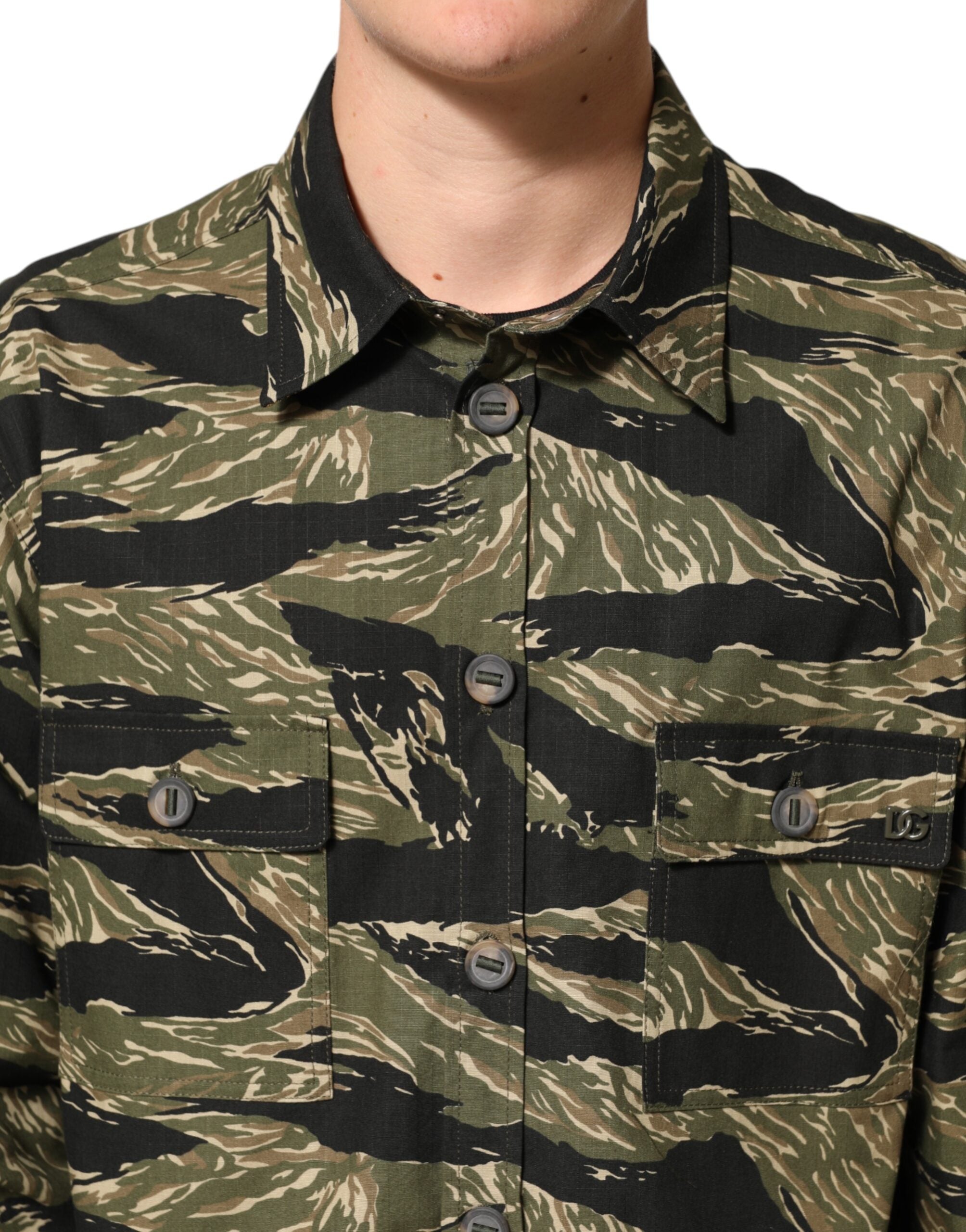 Dolce & Gabbana Multicolor Camouflage Freizeithemd aus Baumwolle