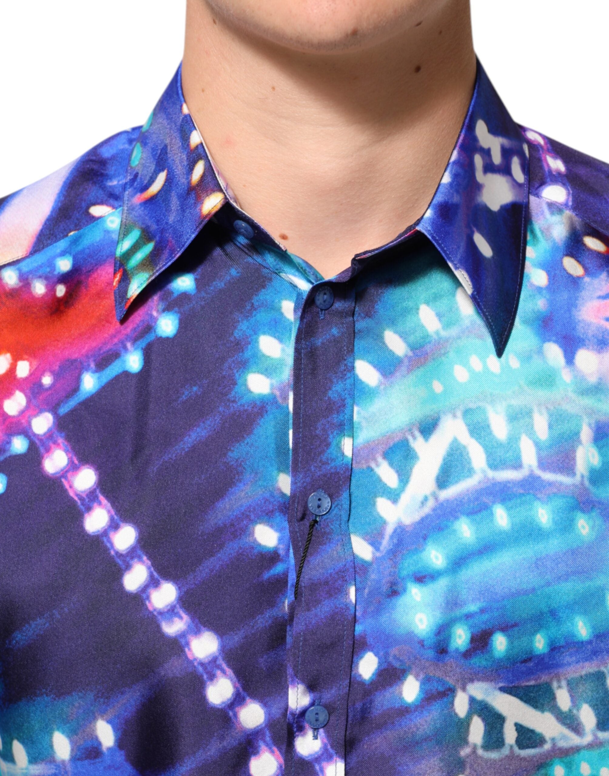 Dolce & Gabbana Multicolor Luminarie MARTINI Schlankes Herrenhemd