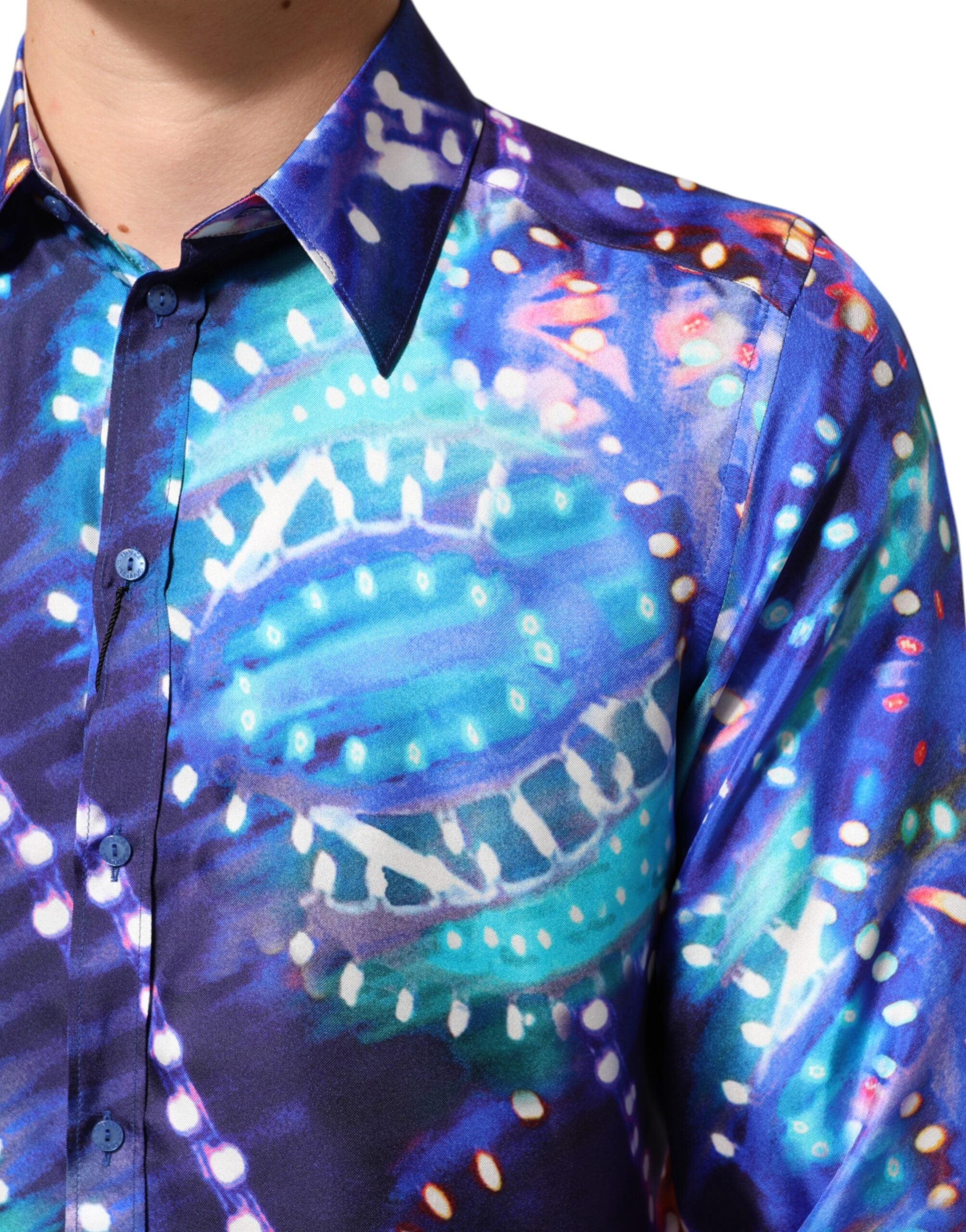 Dolce & Gabbana Multicolor Luminarie MARTINI Schlankes Herrenhemd