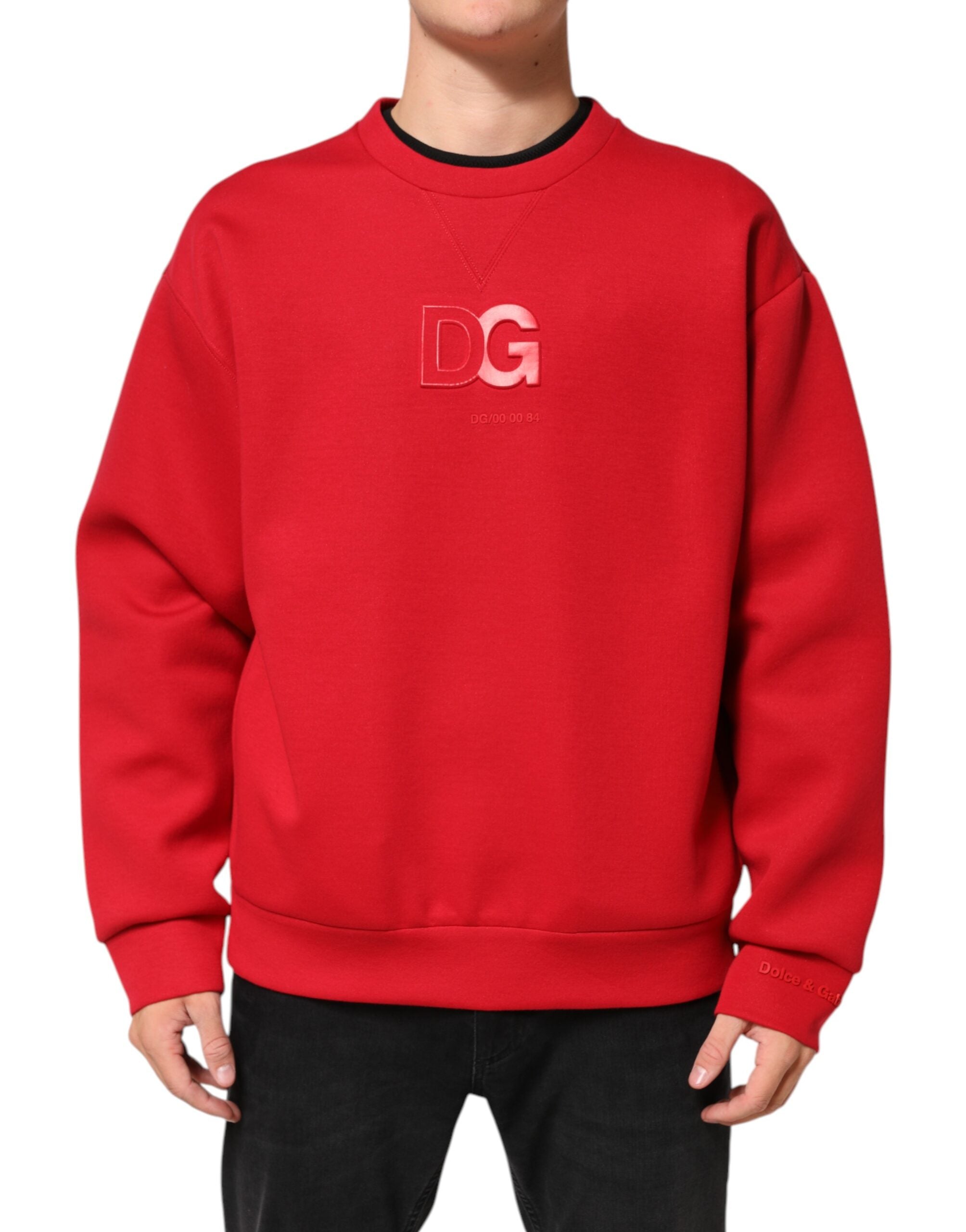 Dolce & Gabbana Rot DG Logo Rundhalsausschnitt Männer Sweatshirt Pullover
