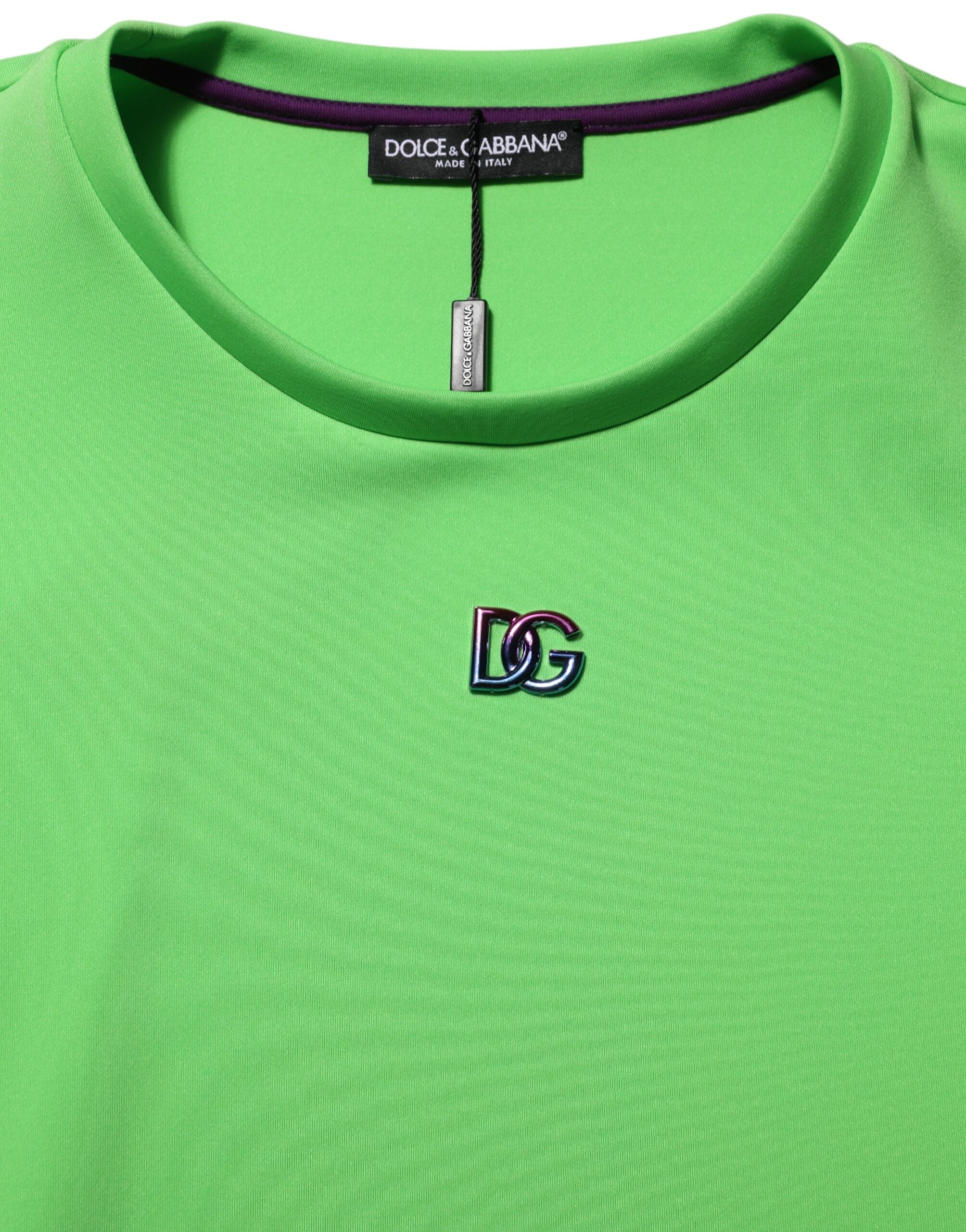 Dolce & Gabbana Grünes Logo Rundhalsausschnitt Kurzarm-T-Shirt