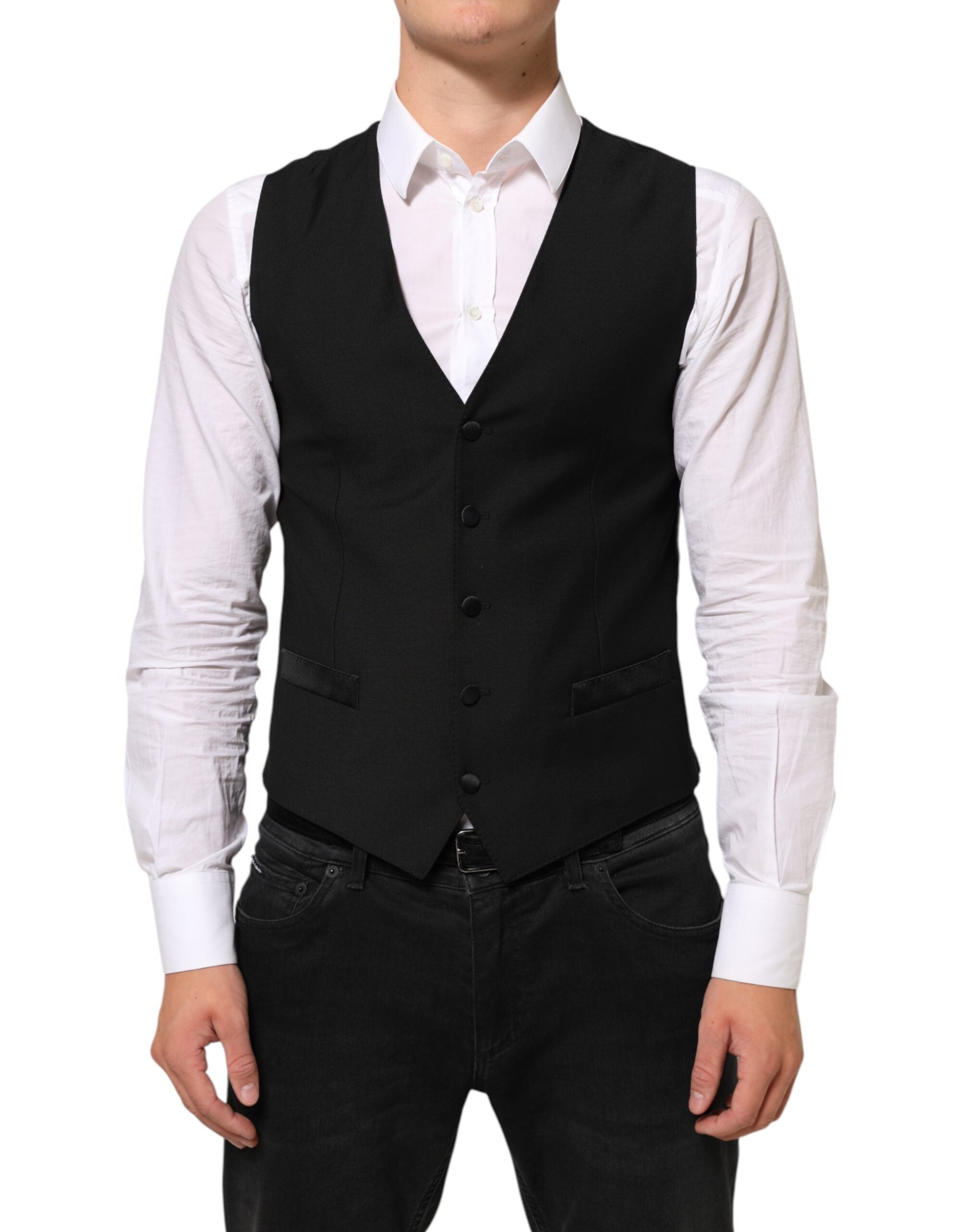 Dolce & Gabbana Schwarze Wollweste für Herren, formell