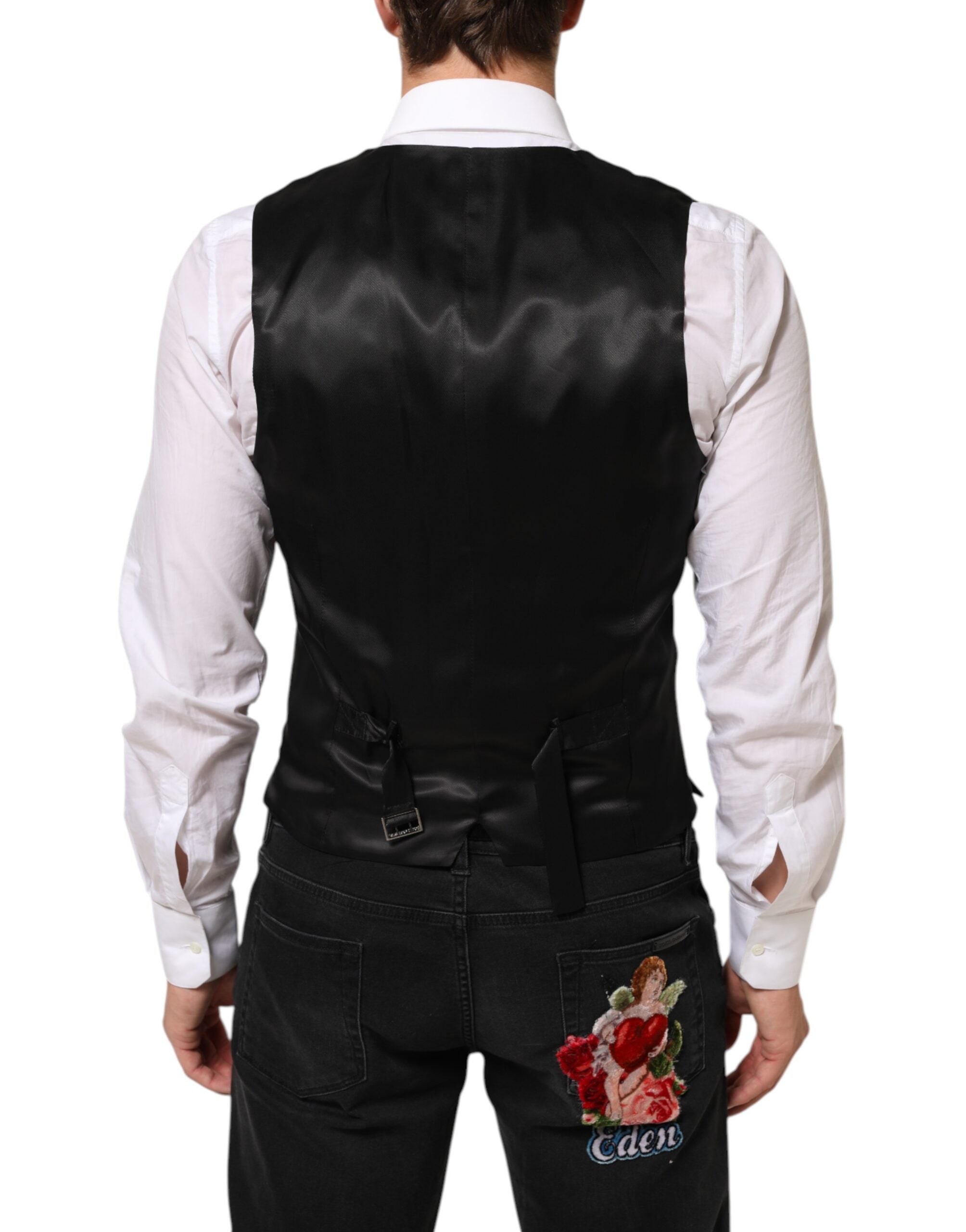 Dolce & Gabbana Schwarze Wollweste für Herren, formell