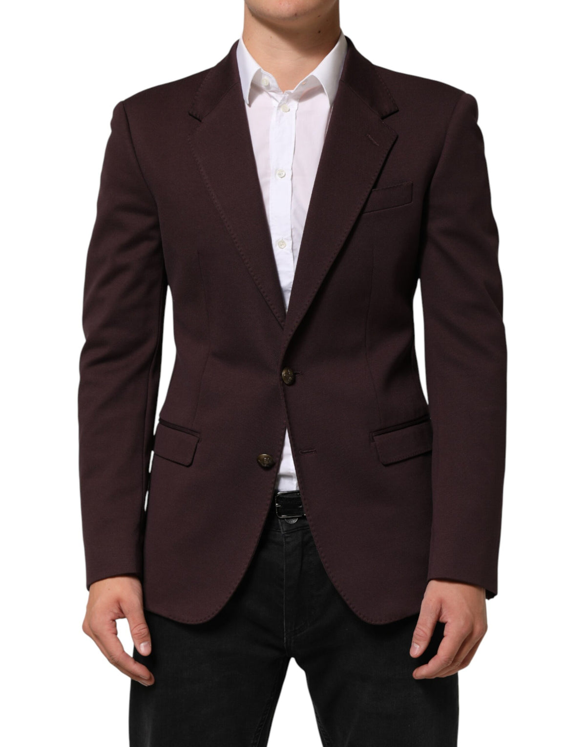 Dolce & Gabbana Maroon-roter Baumwoll-Blazer mit 2 Knöpfen