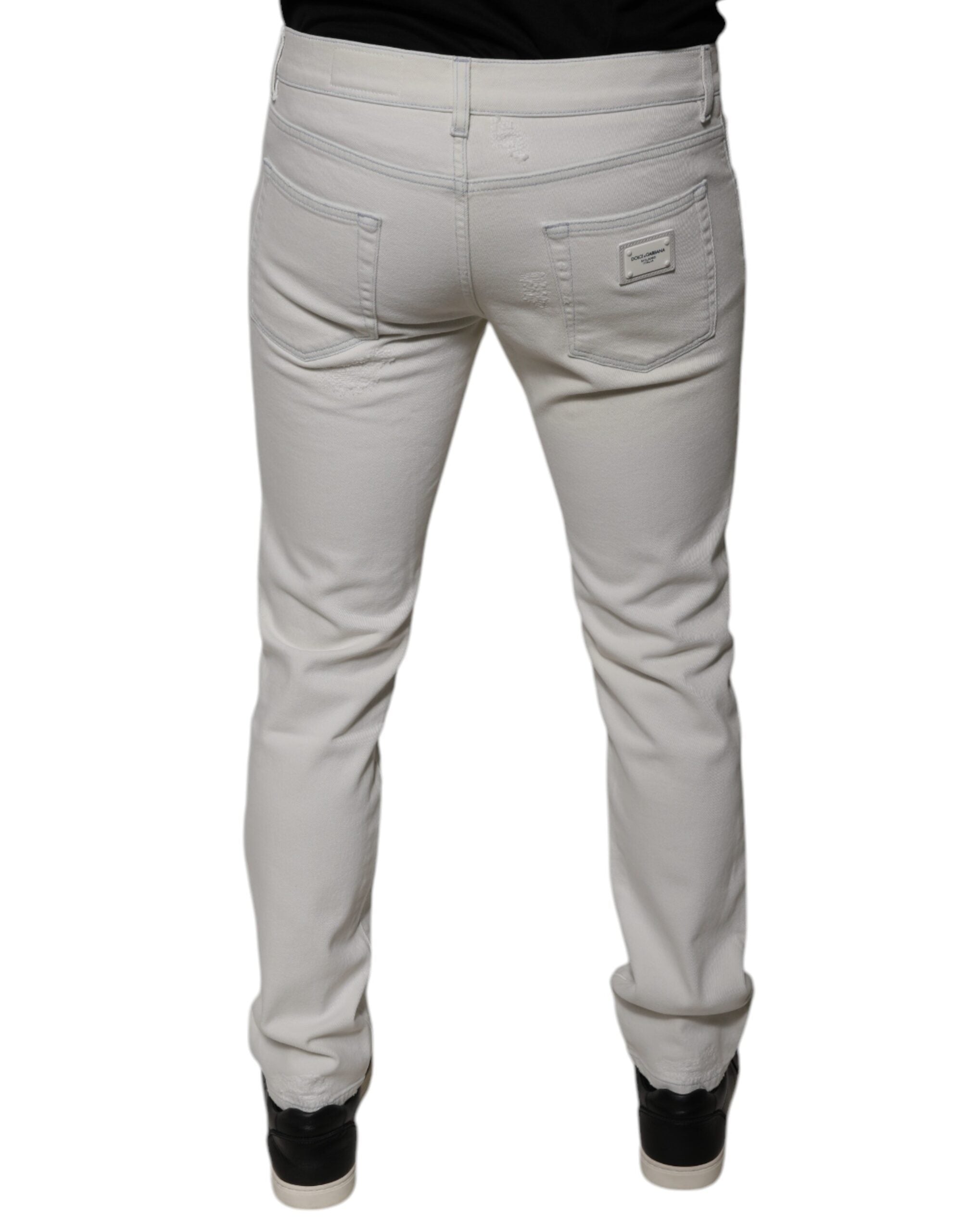 Dolce & Gabbana Weiße Stretch-Baumwoll-Skinny-Jeans für Herren