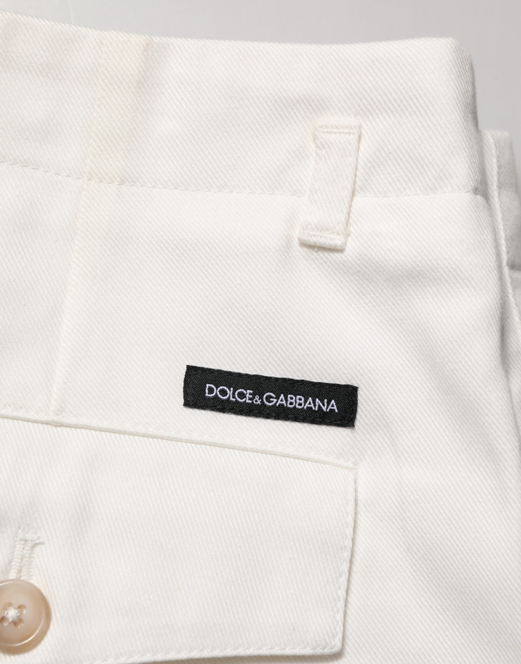 Dolce & Gabbana Weiße Baumwoll-Bermuda-Shorts für Herren mit mittlerer Taille