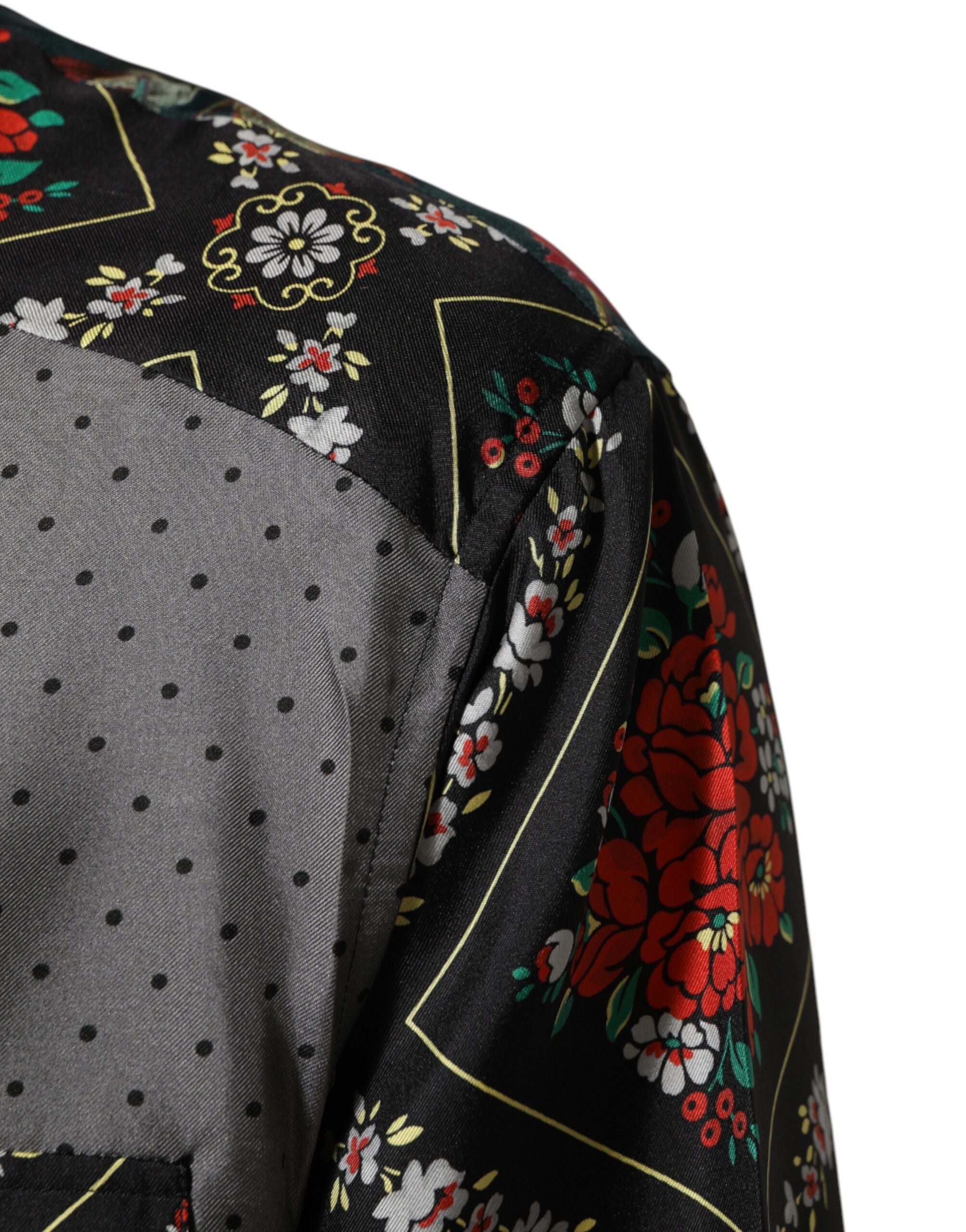 Dolce & Gabbana Hemd mit langen Ärmeln aus Seide im Multicolor-Patchwork-Design