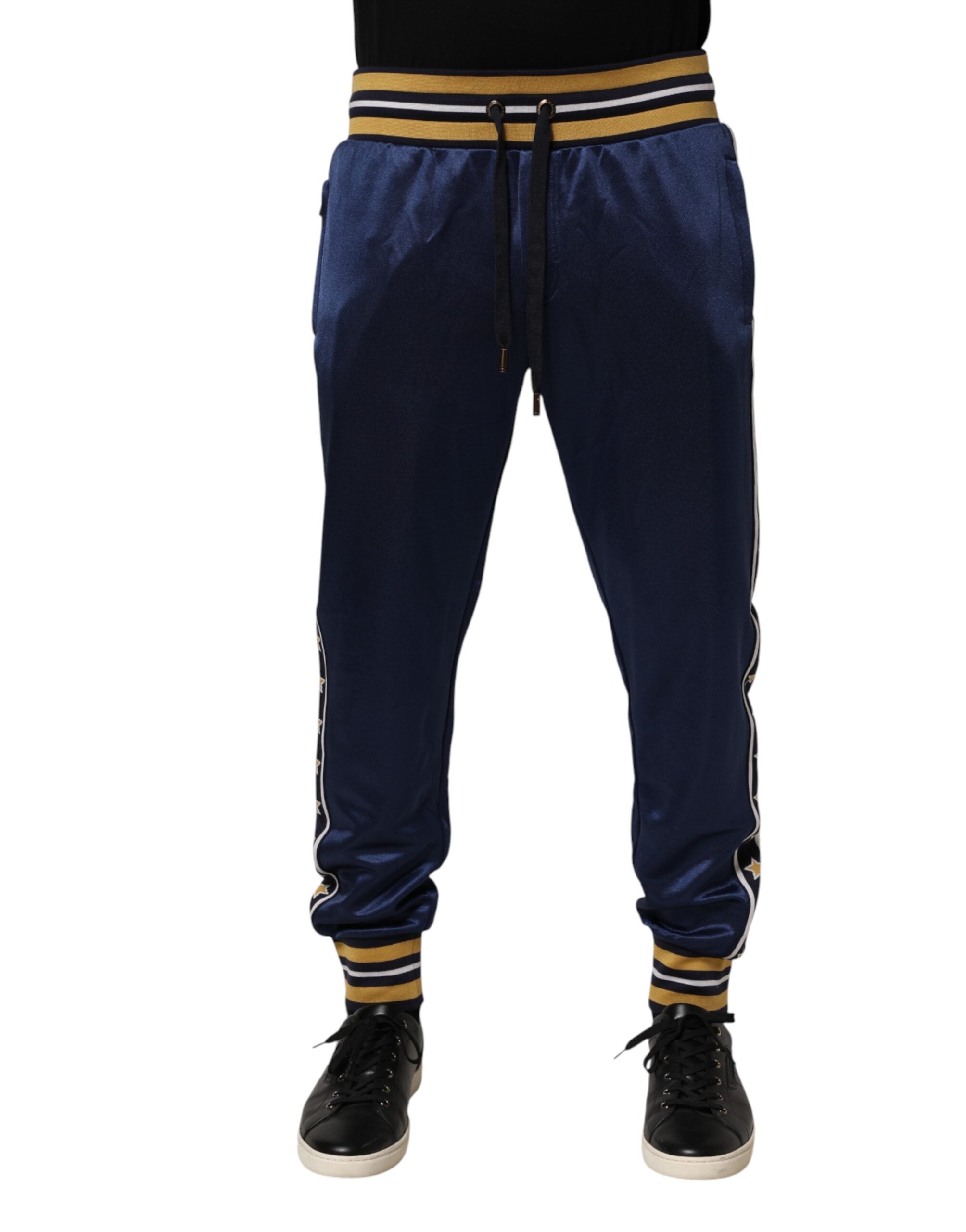 Dolce & Gabbana Blaue Nylon-Jogginghose mit mittelhohem Bund