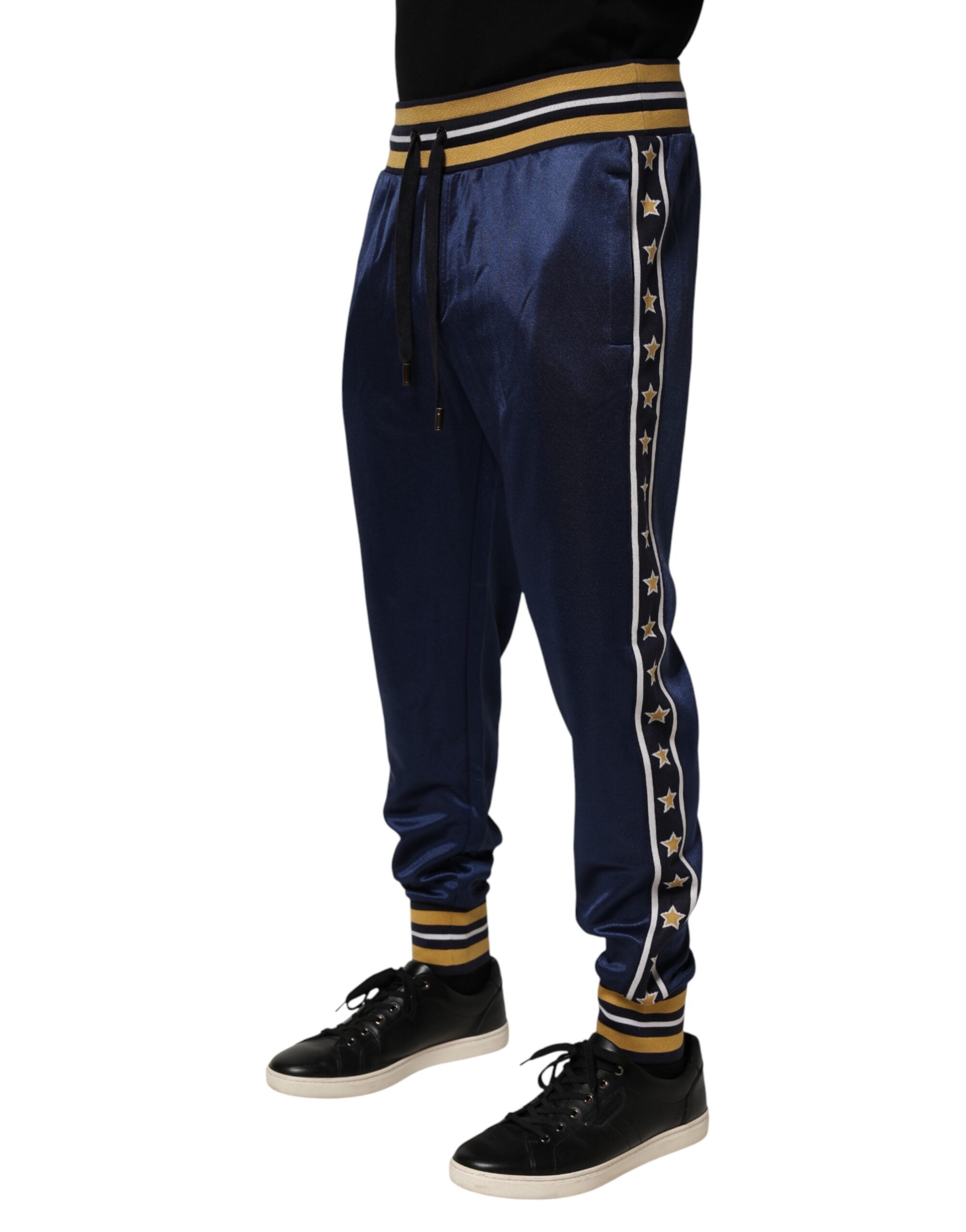 Dolce & Gabbana Blaue Nylon-Jogginghose mit mittelhohem Bund