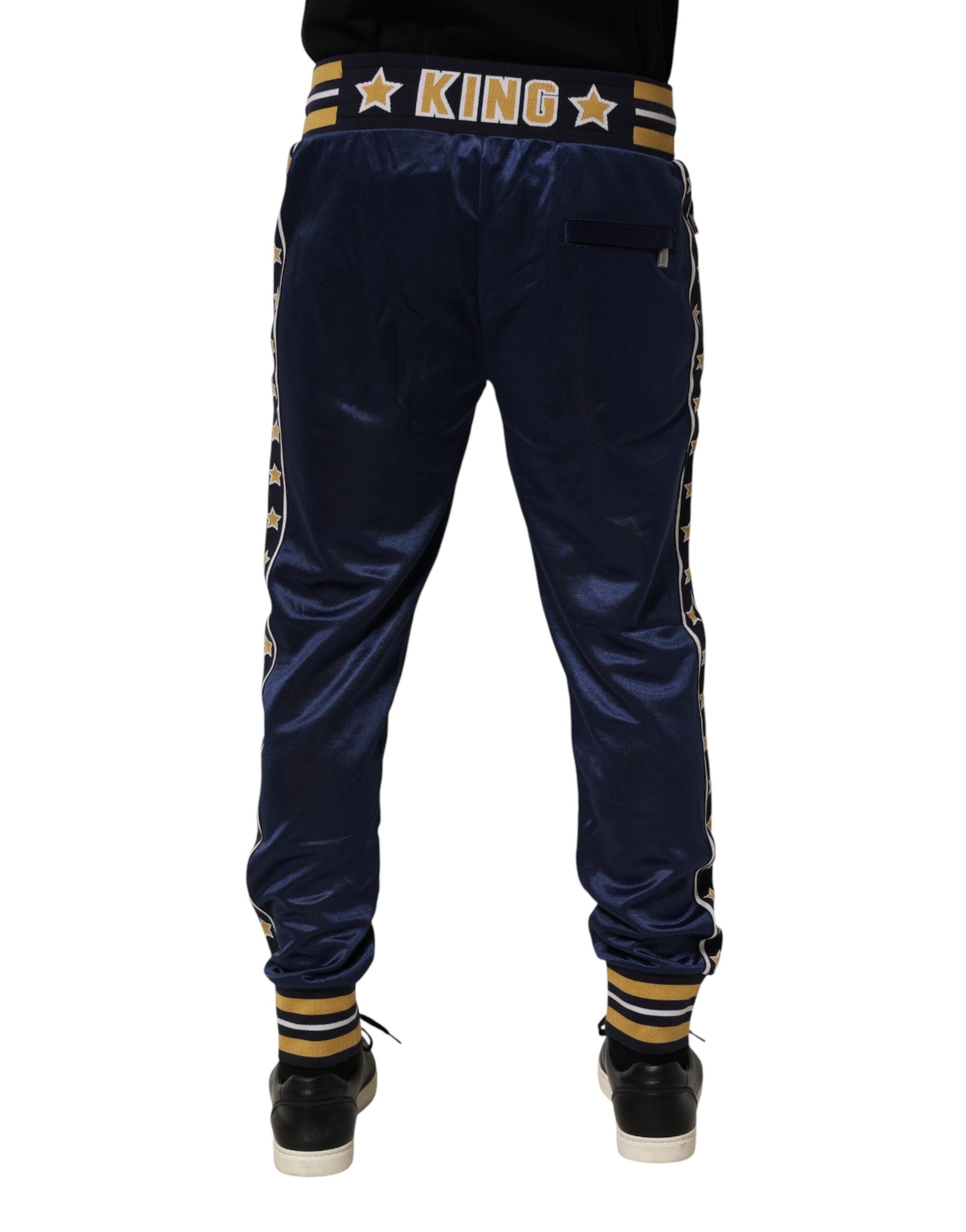 Dolce & Gabbana Blaue Nylon-Jogginghose mit mittelhohem Bund