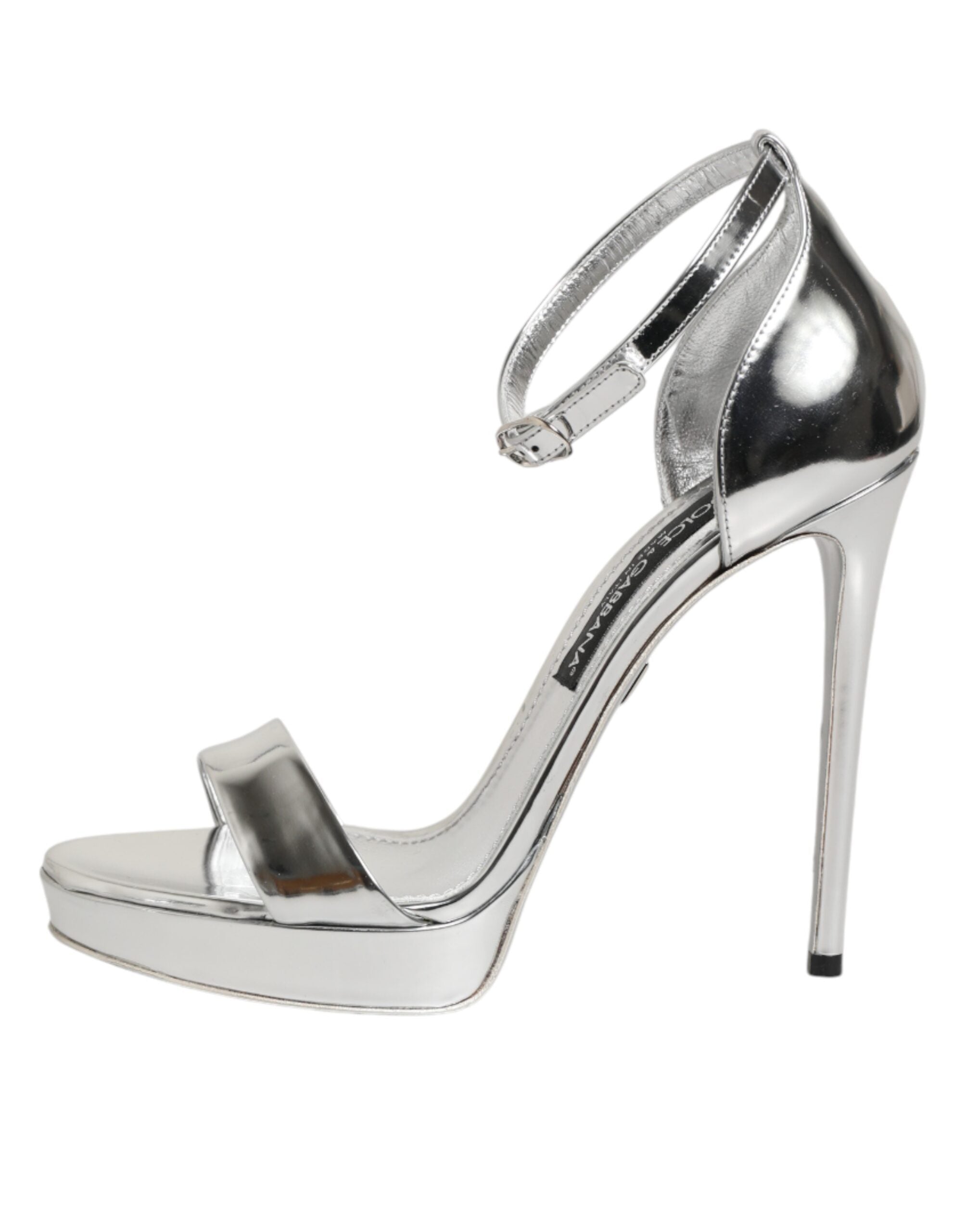 Dolce & Gabbana Silberne Leder-Plateau-Sandalen Keira