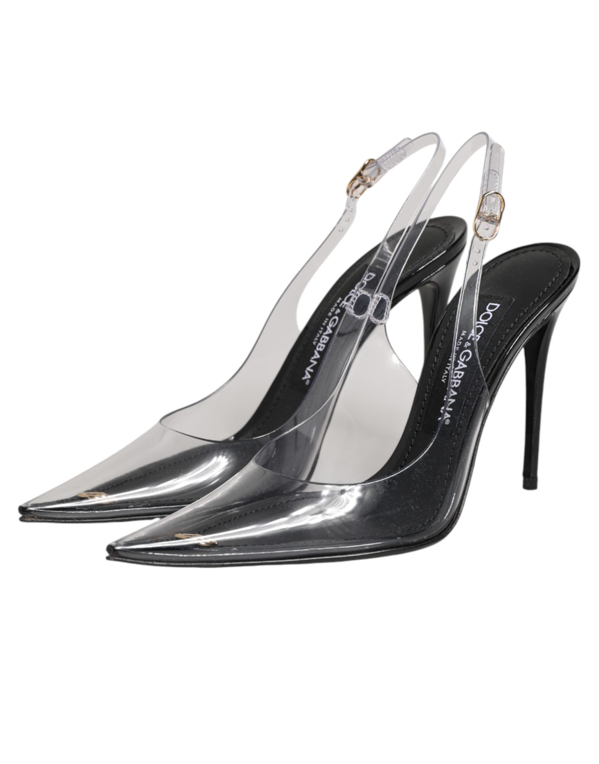 Dolce & Gabbana Schwarze Leder Slingback Pumps mit PVC-Details
