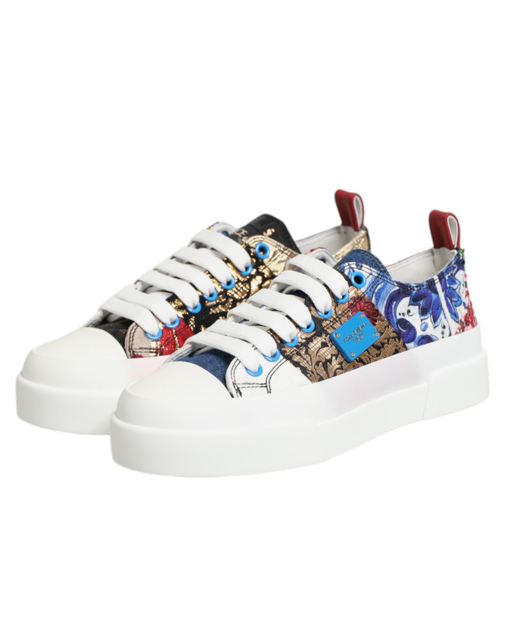 Dolce & Gabbana Multicolor Patchwork Low Top Sneakers Schuhe
