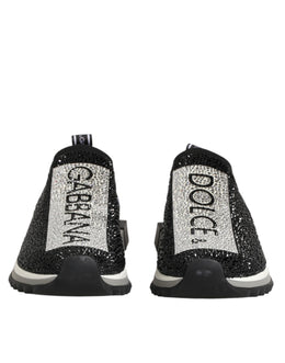 Dolce & Gabbana Schwarze Slip-On-Sneaker Sorrento mit Silberakzenten