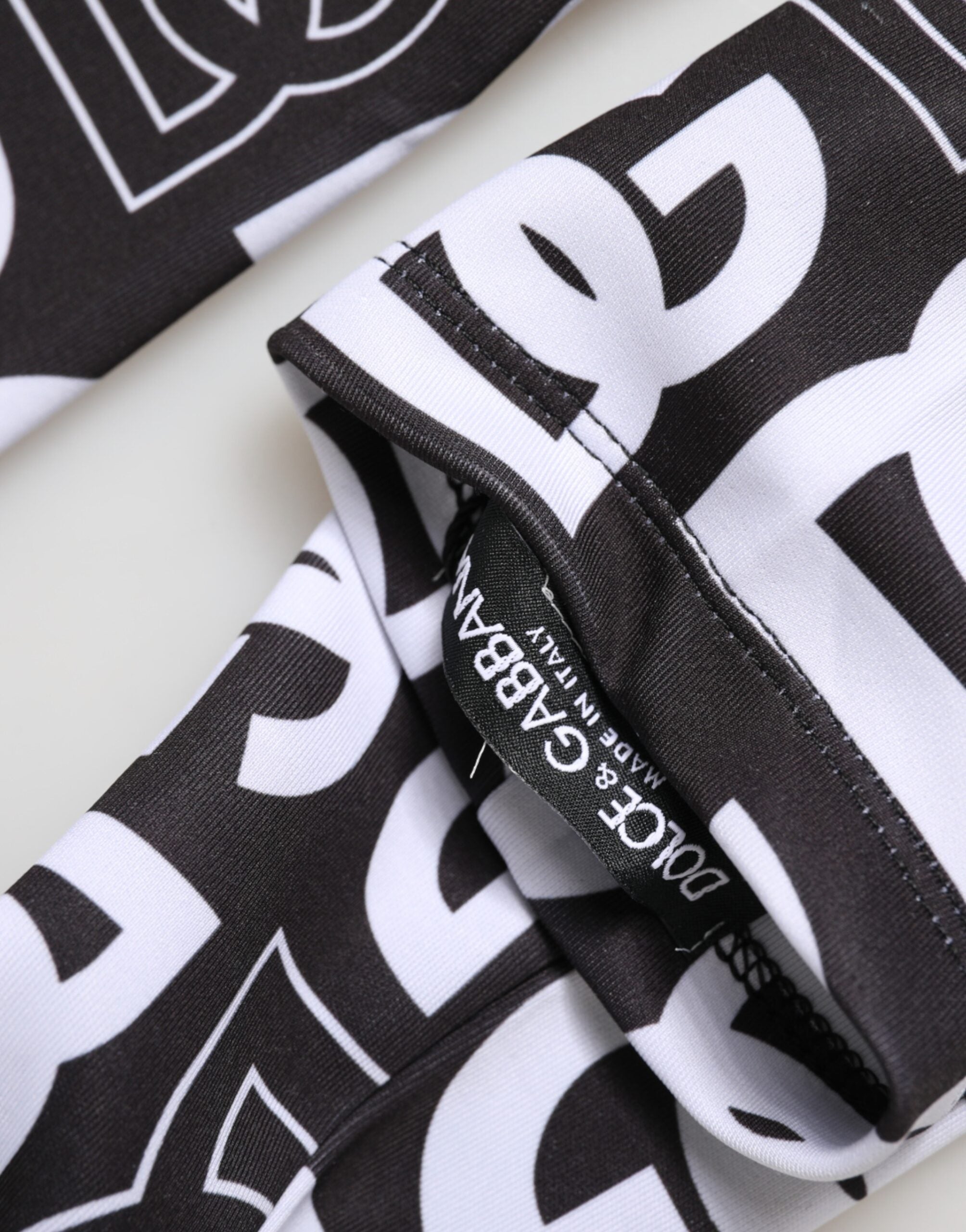 Dolce & Gabbana Schwarze und Weiße DG Logo Ellenbogenlange Fingerhandschuhe
