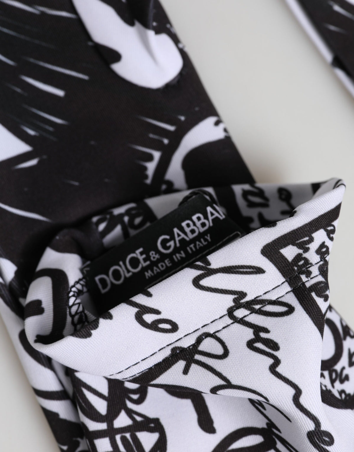 Dolce & Gabbana Handschuhe Schwarz-Weiß DG Logo Ellenbogenlänge
