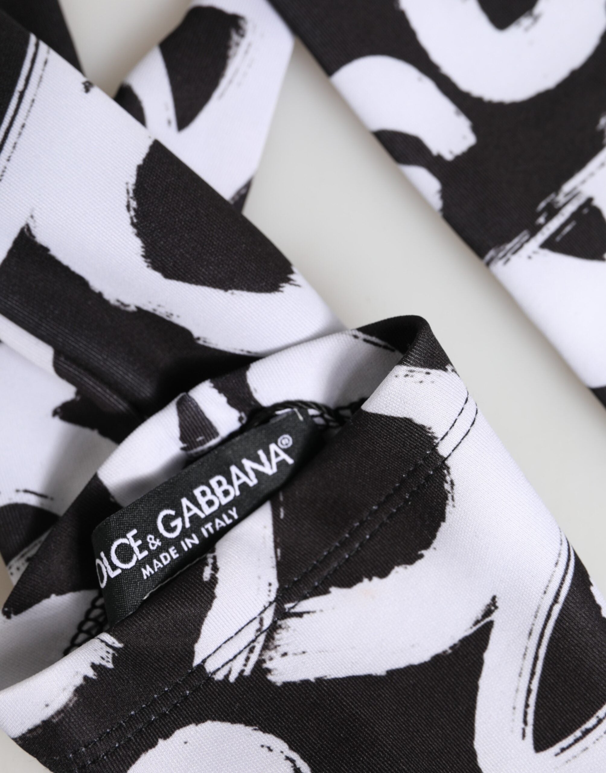 Dolce & Gabbana Schwarze und Weiße DG Logo Ellenbogenlange Fingerhandschuhe