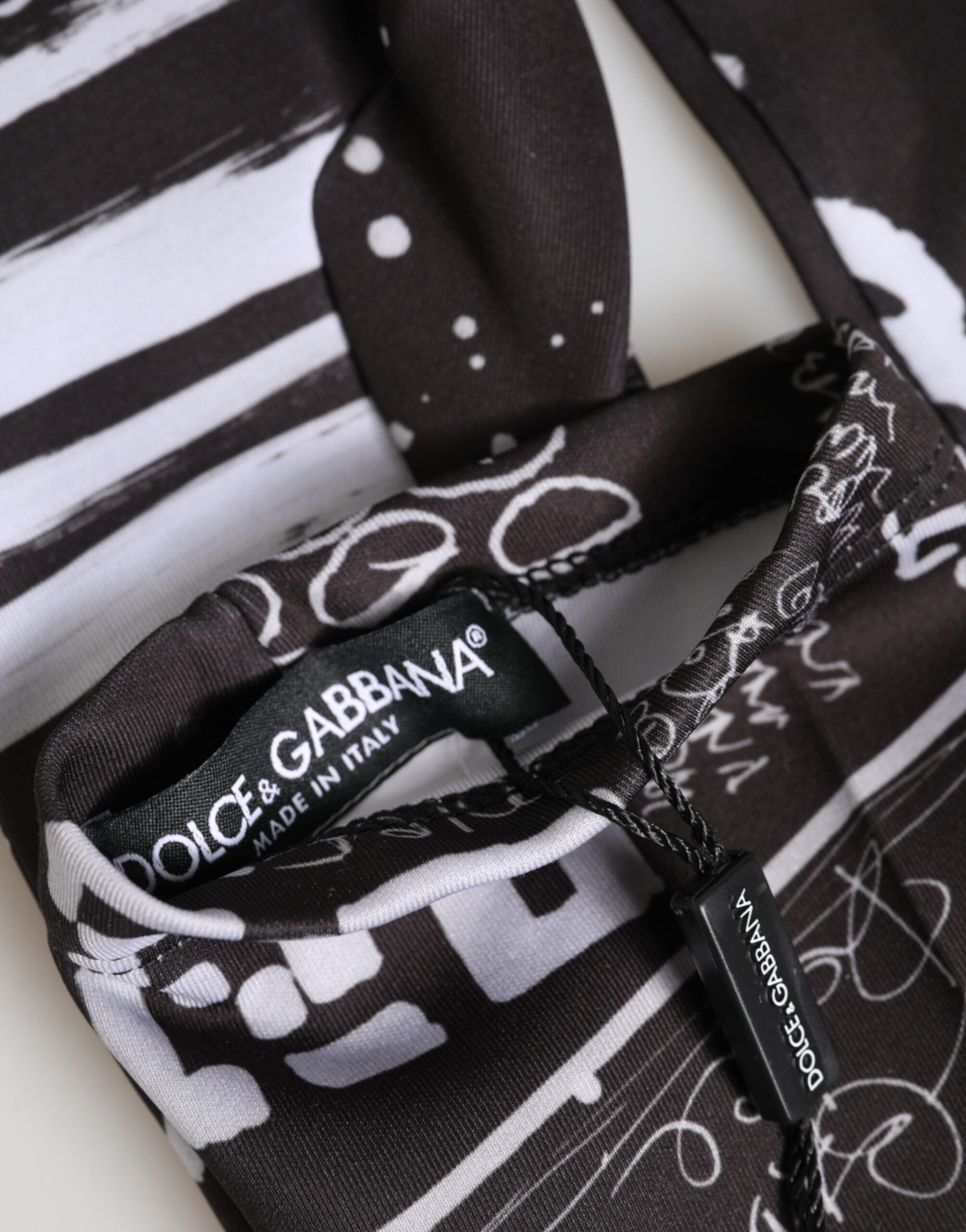 Dolce & Gabbana Schwarze und Weiße DG Logo Ellenbogenlange Fingerhandschuhe