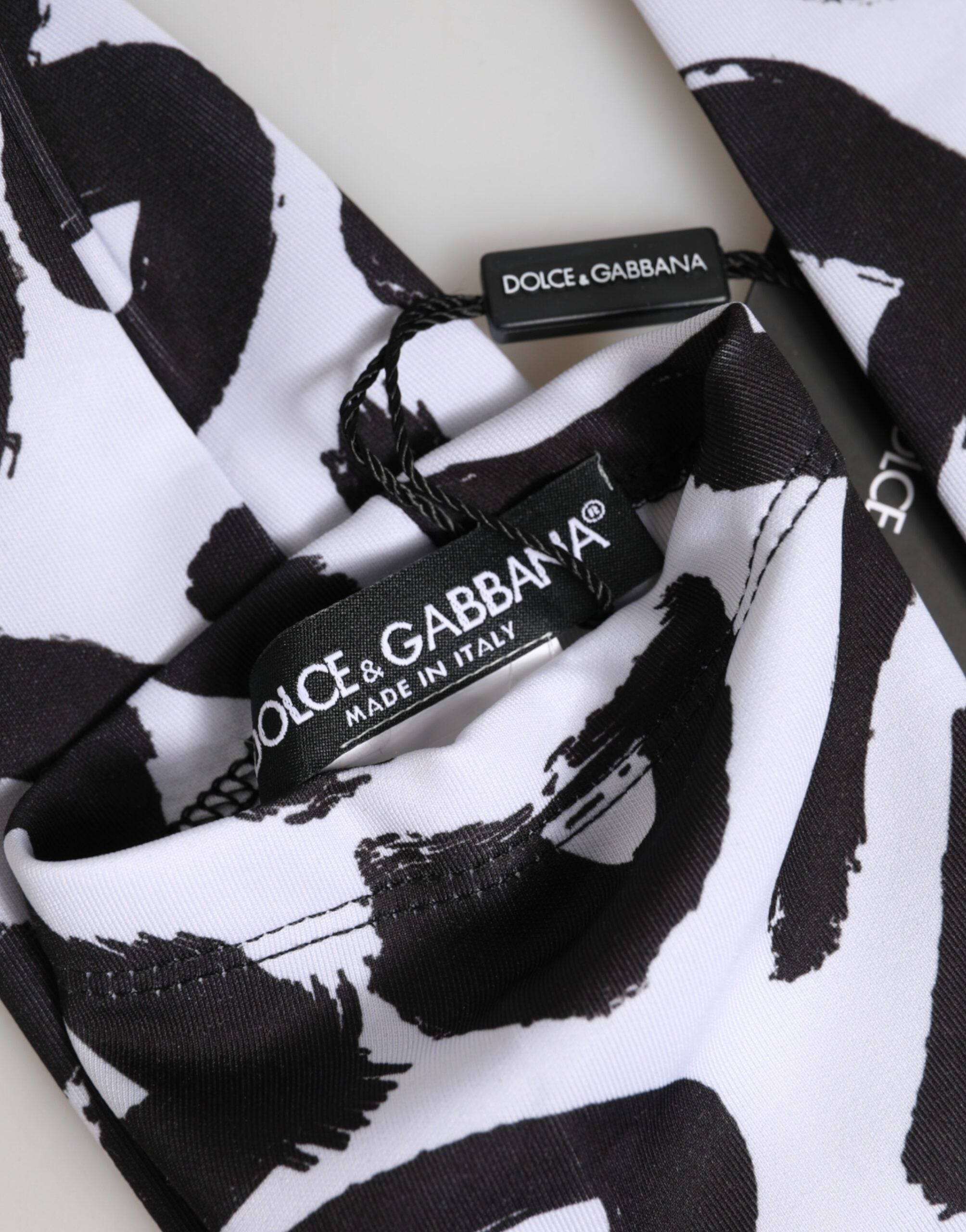 Dolce & Gabbana Schwarze und Weiße DG Logo Ellenbogenlange Fingerhandschuhe
