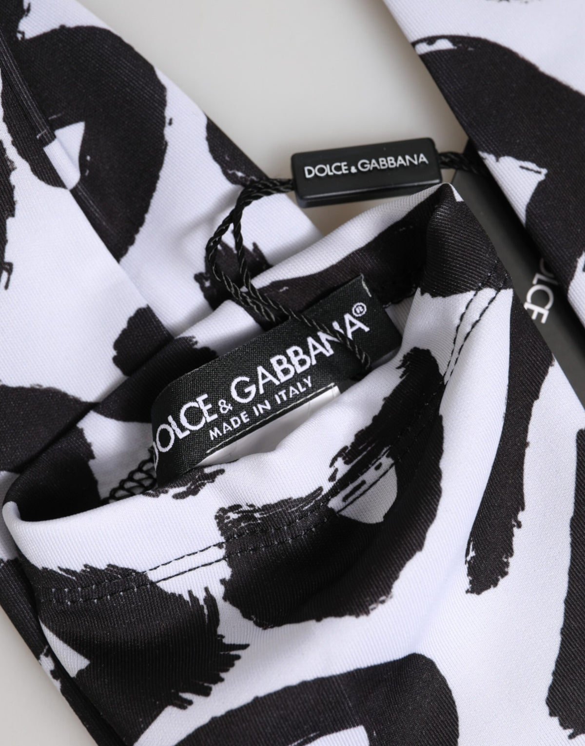 Dolce & Gabbana Schwarze und Weiße DG Logo Ellenbogenlange Fingerhandschuhe
