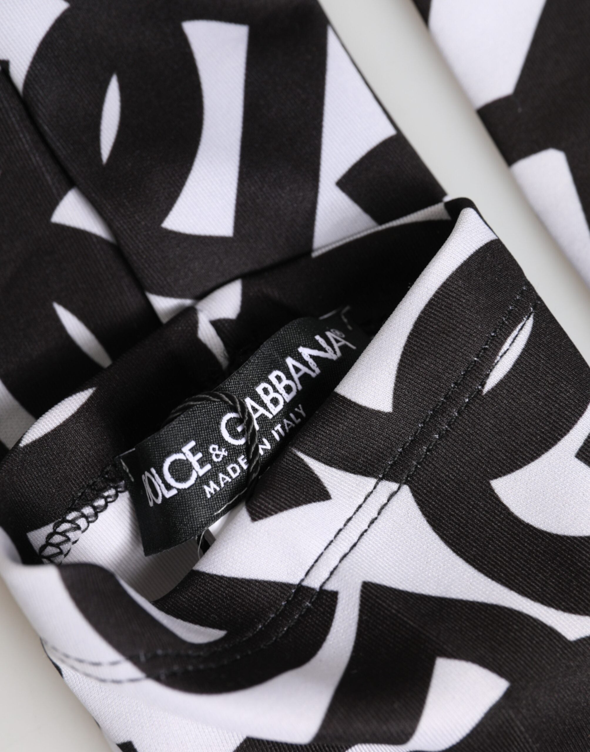 Dolce & Gabbana Schwarze und Weiße DG Logo Ellenbogenlange Fingerhandschuhe
