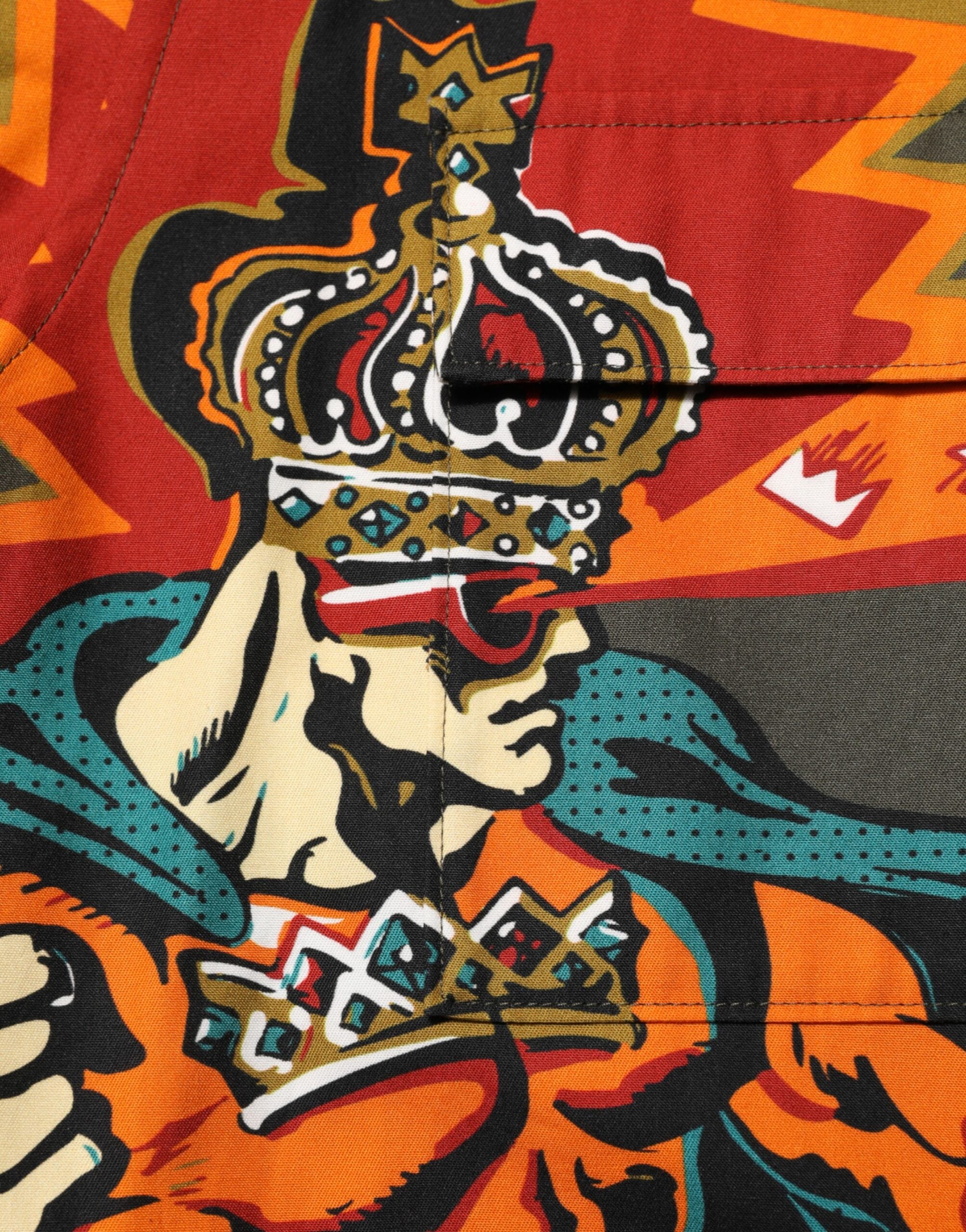 Dolce & Gabbana Hemd mit Superhelden-Print und Knopfleiste in Braun