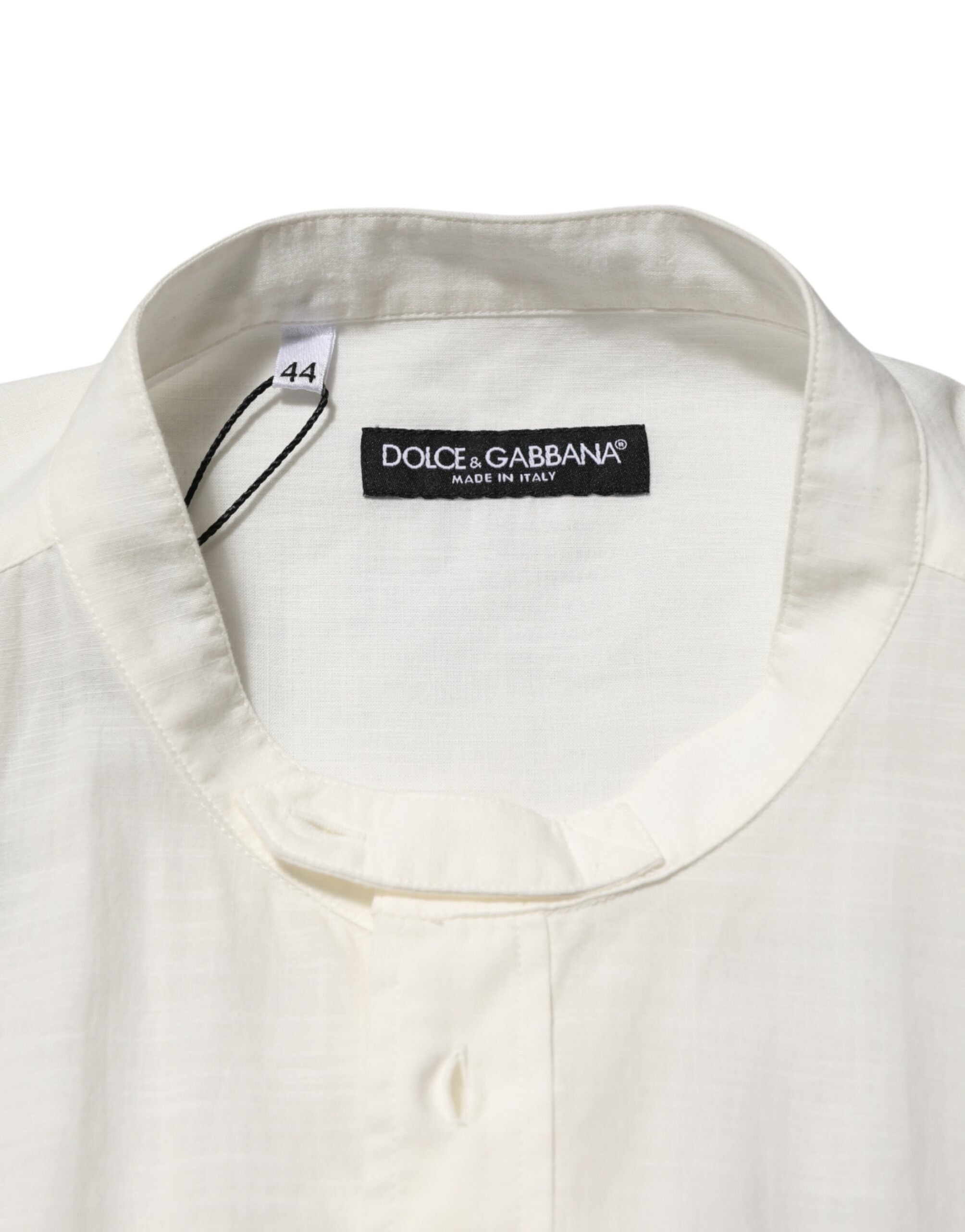 Dolce & Gabbana Weißes Baumwollhemd mit Blumenmuster und Knopfleiste