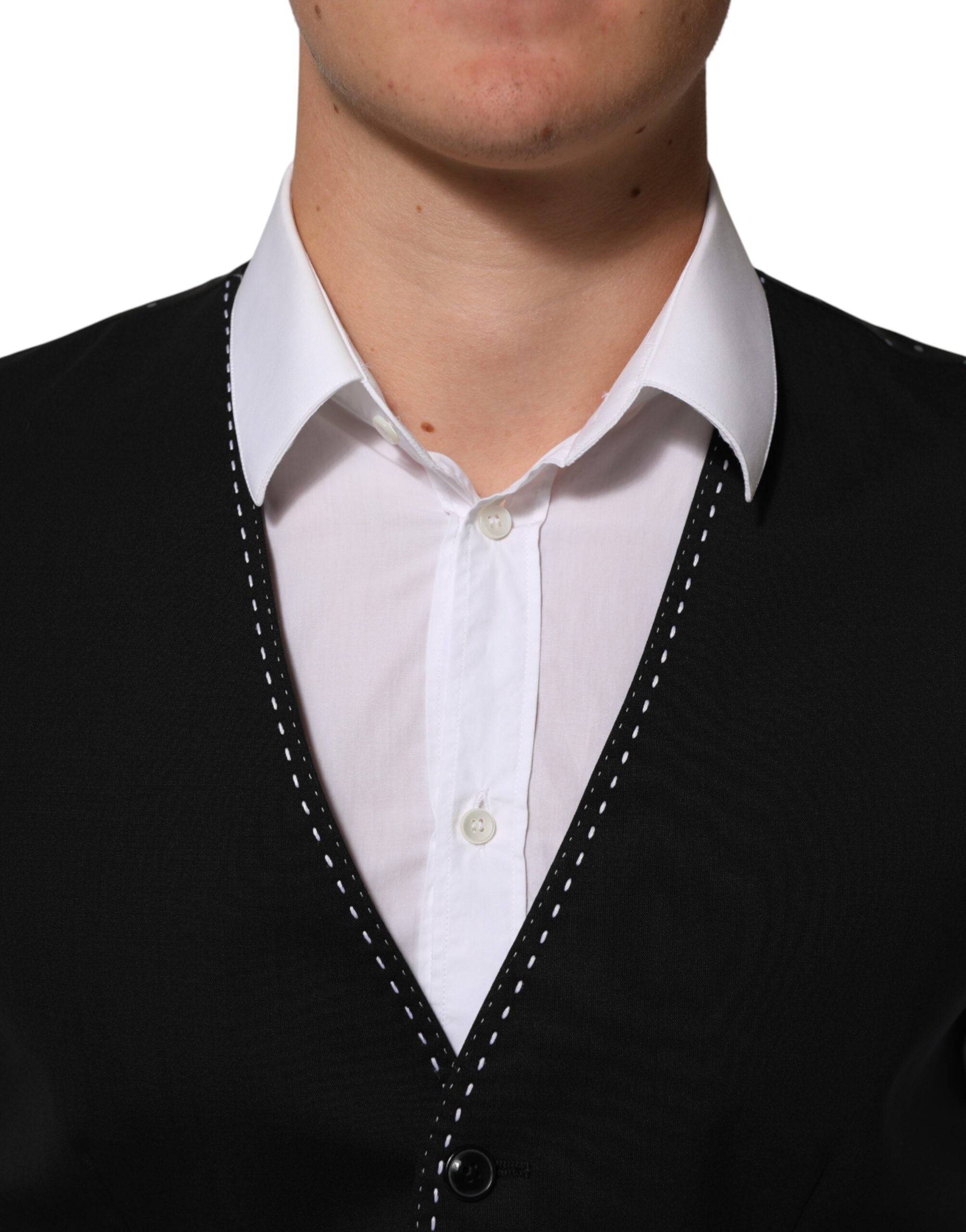 Dolce & Gabbana Schwarze Wollweste für Herren, formell