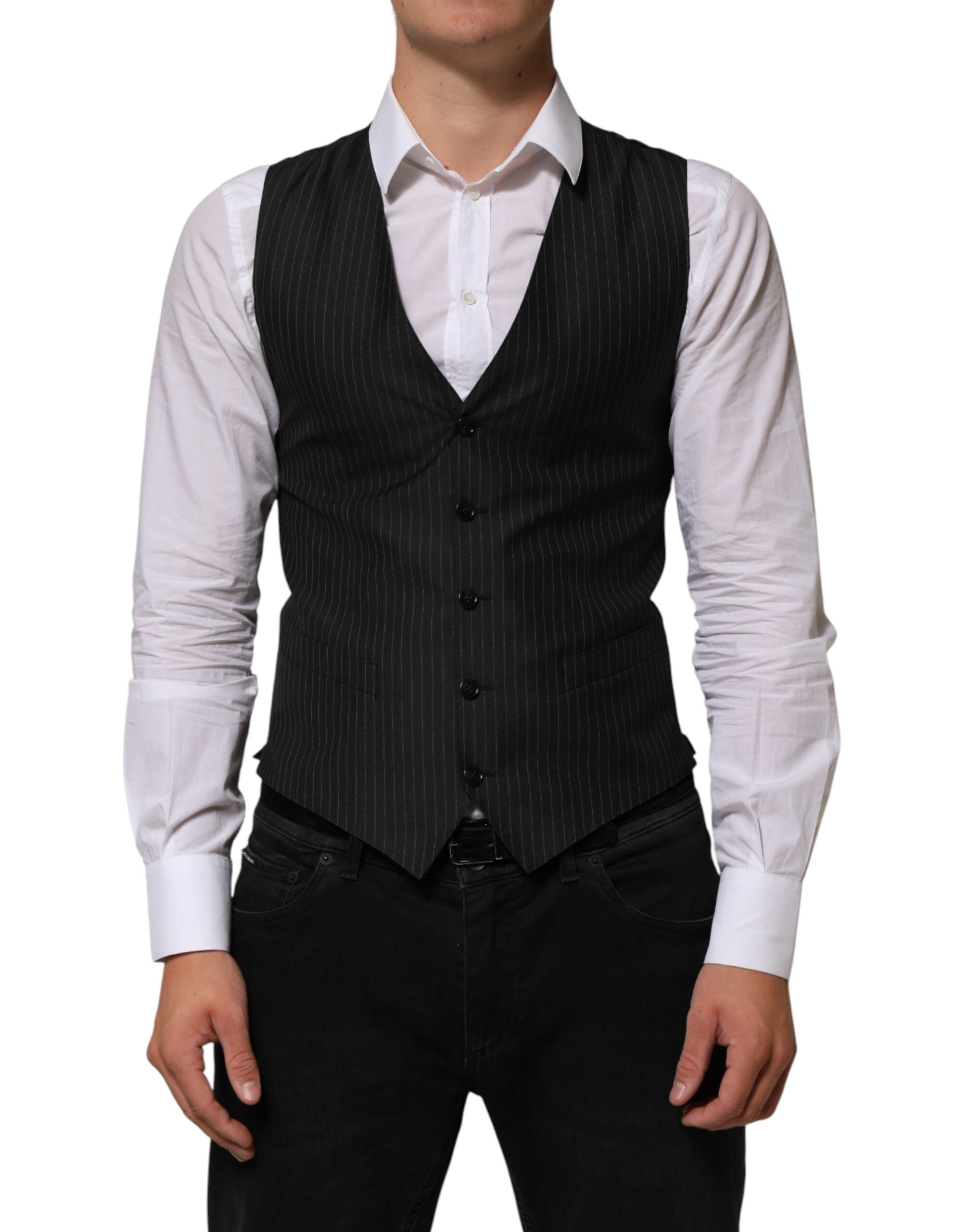 Dolce & Gabbana Schwarze Wollweste für Herren, formell