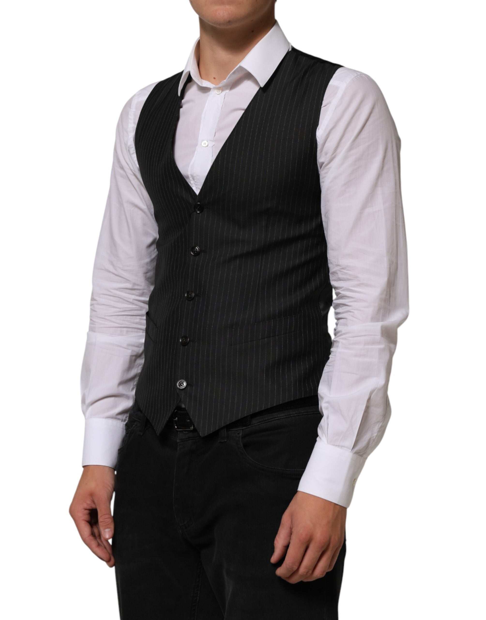 Dolce & Gabbana Schwarze Wollweste für Herren, formell