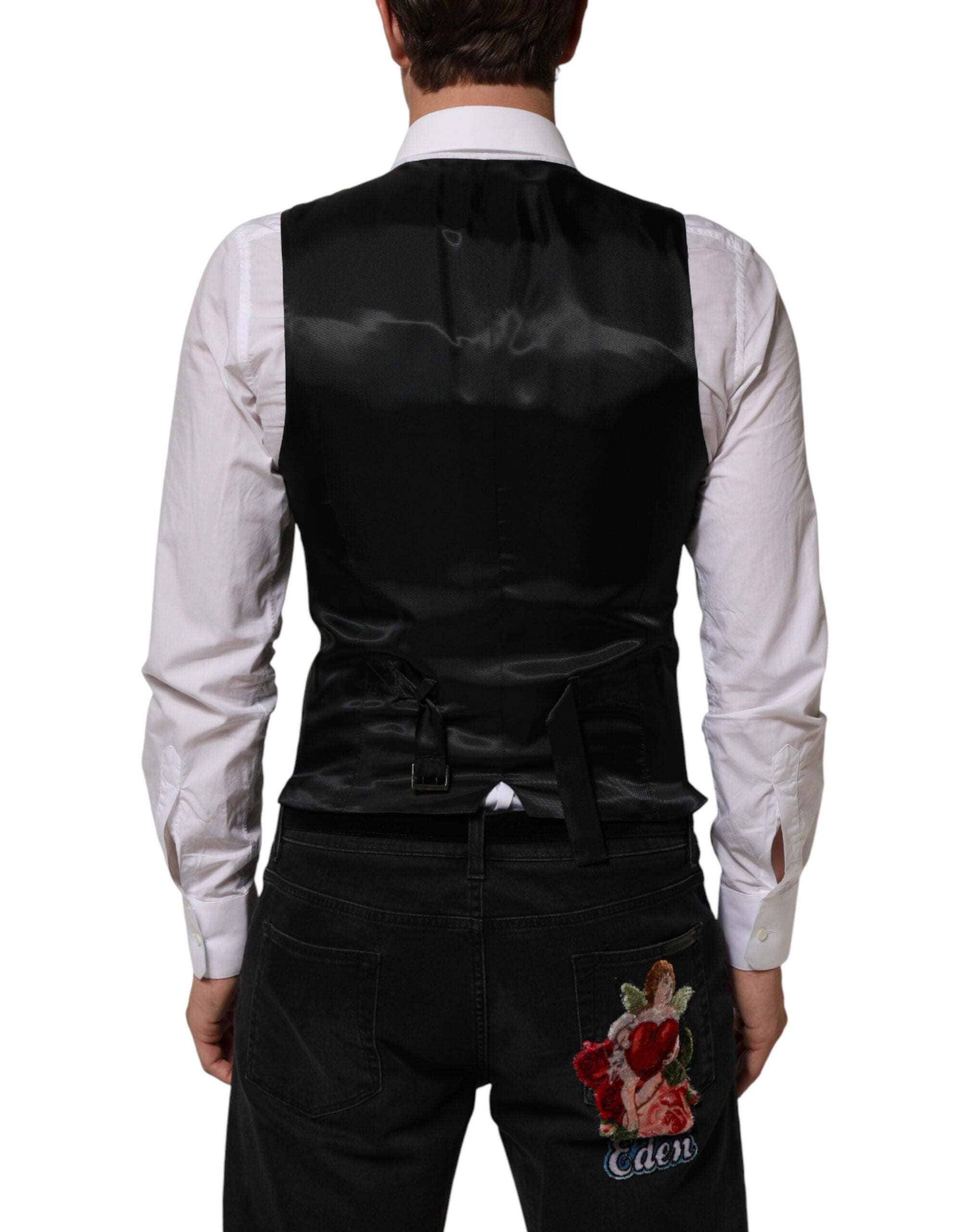 Dolce & Gabbana Schwarze Wollweste für Herren, formell