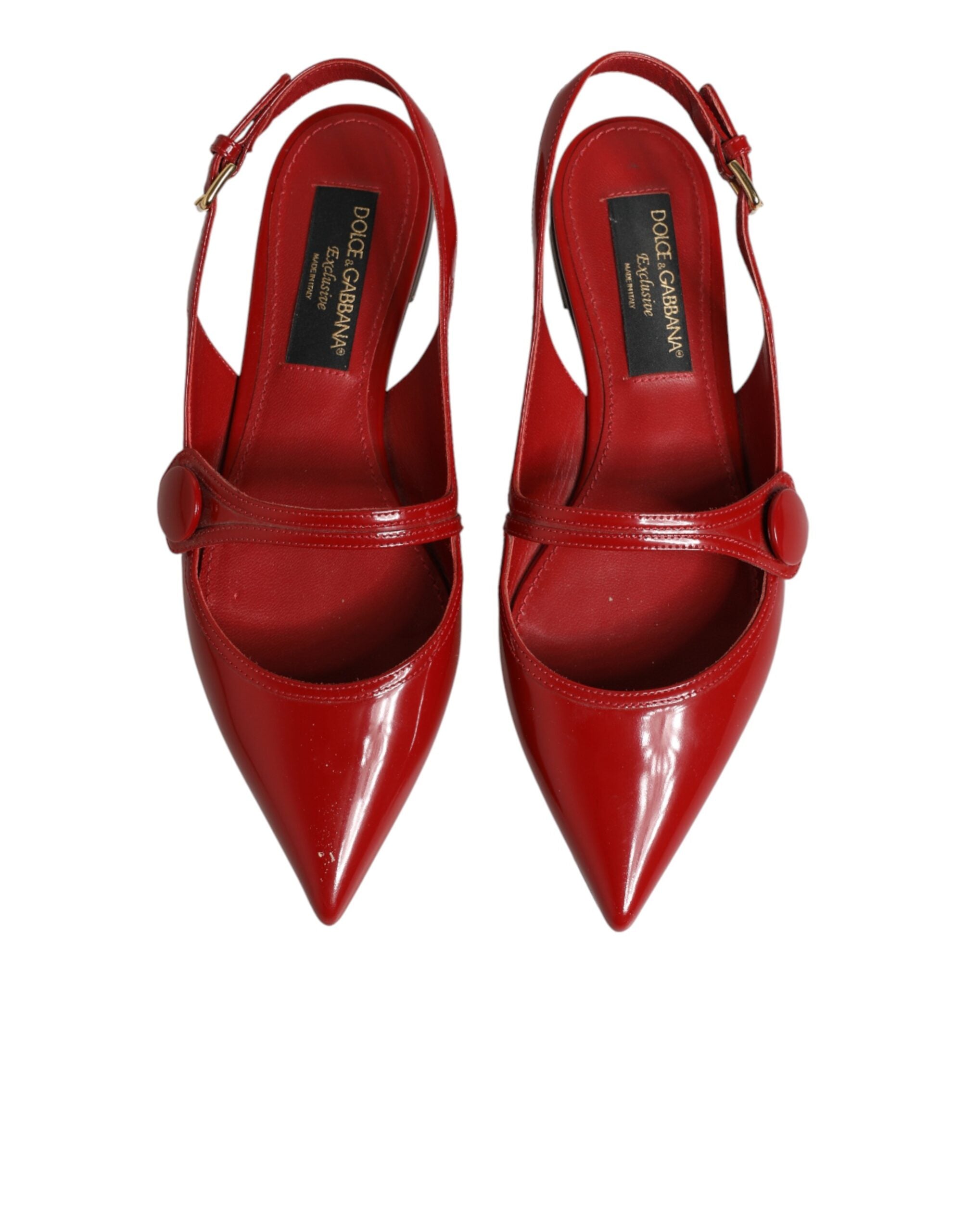 Dolce & Gabbana Rote Leder-Slingback-Ballerinas