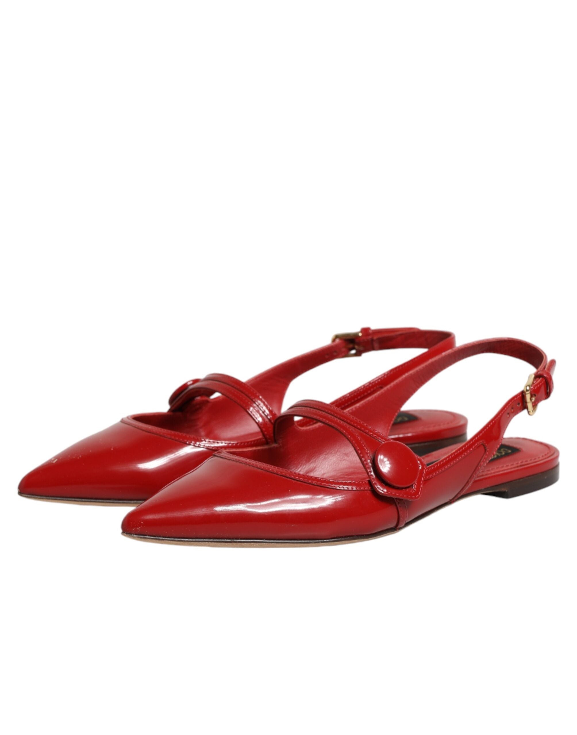 Dolce & Gabbana Rote Leder-Slingback-Ballerinas