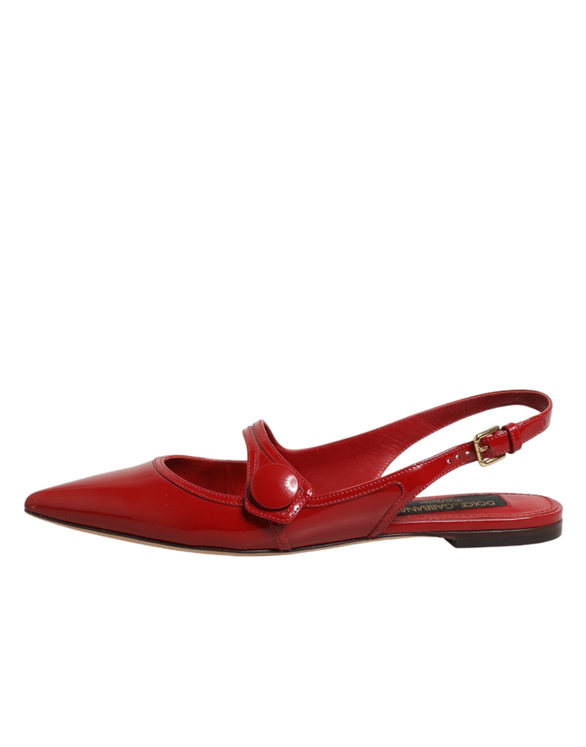 Dolce & Gabbana Rote Leder-Slingback-Ballerinas