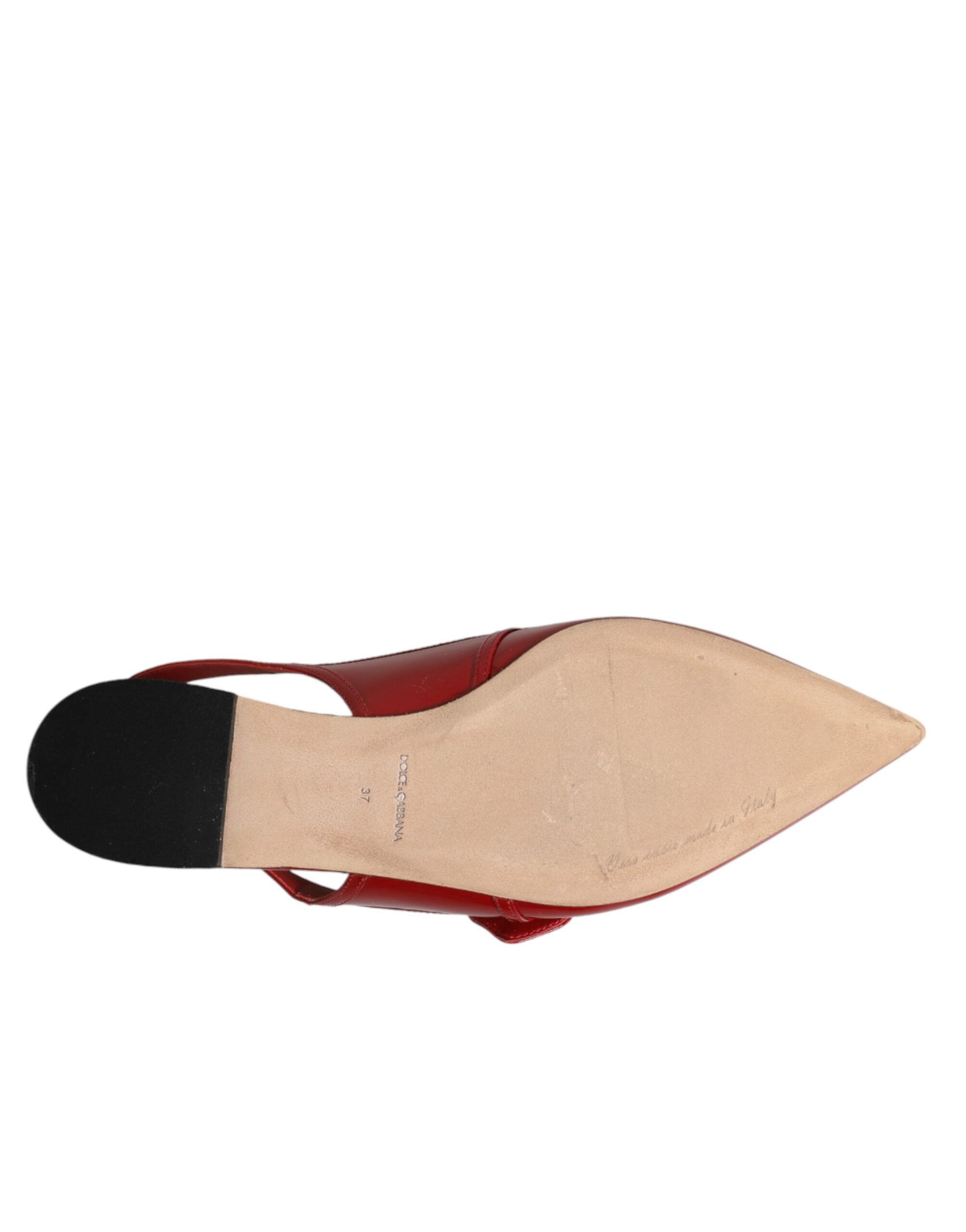 Dolce & Gabbana Rote Leder-Slingback-Ballerinas