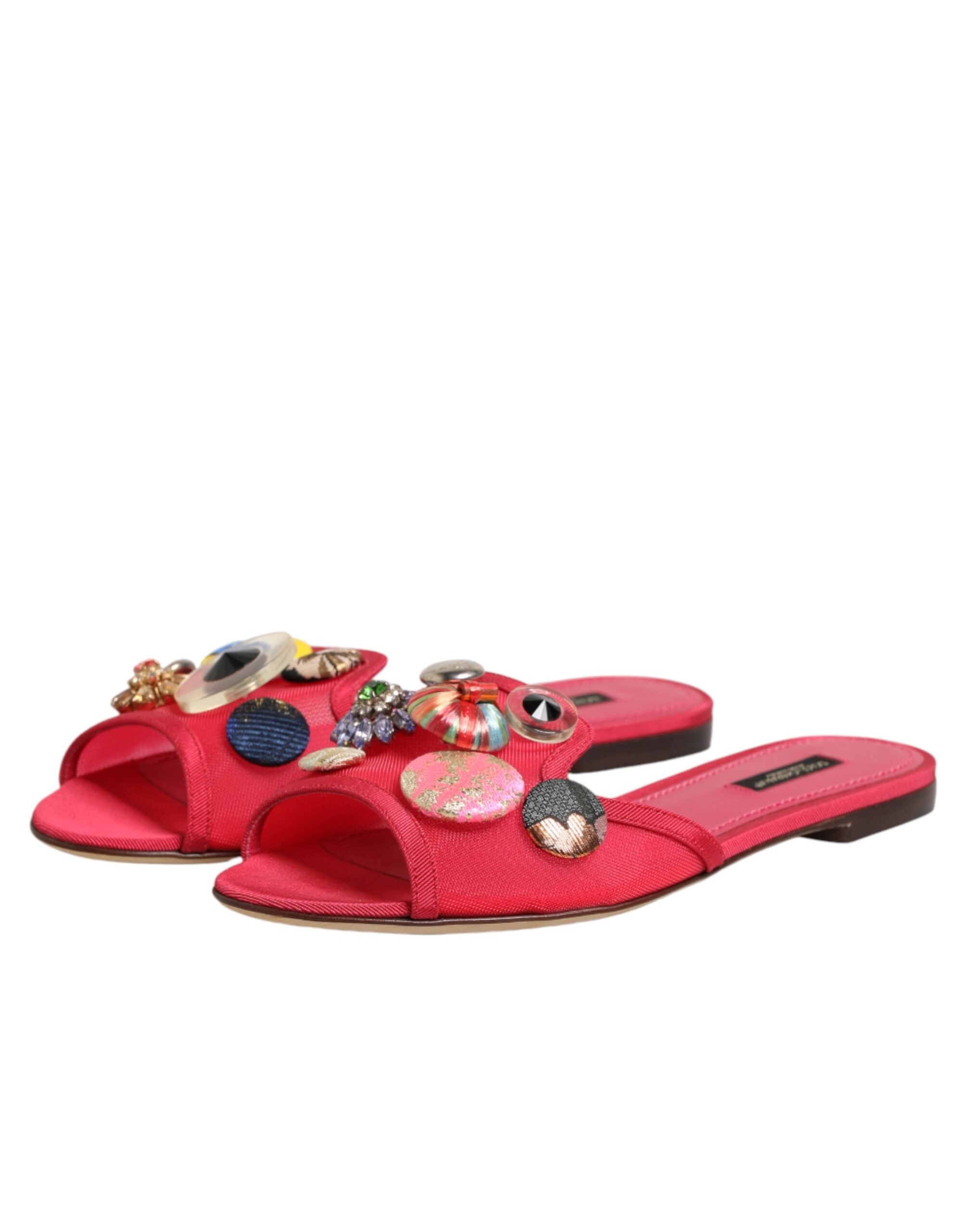 Dolce & Gabbana Rote verzierte Ballerinas zum Hineinschlüpfen