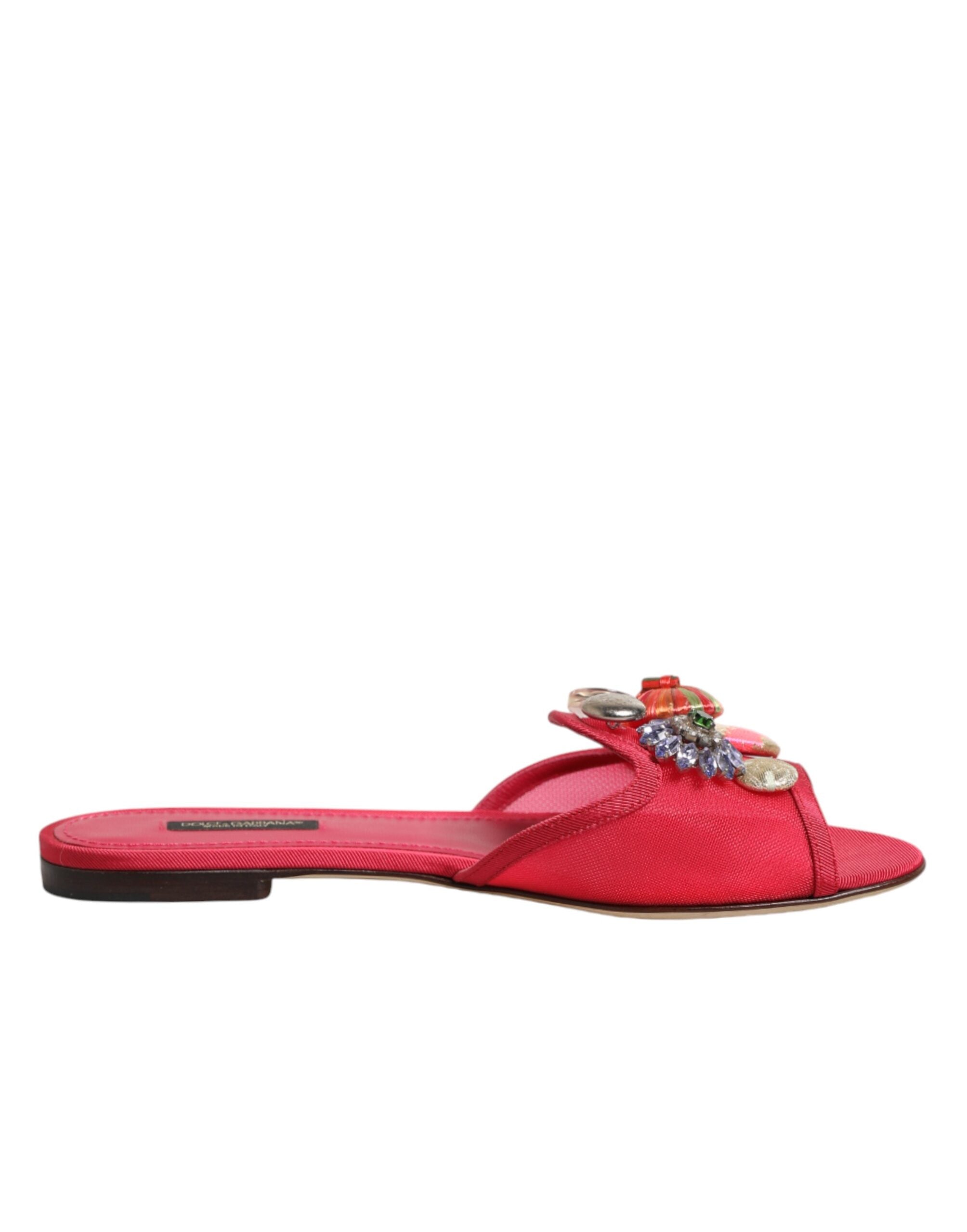 Dolce & Gabbana Rote verzierte Ballerinas zum Hineinschlüpfen