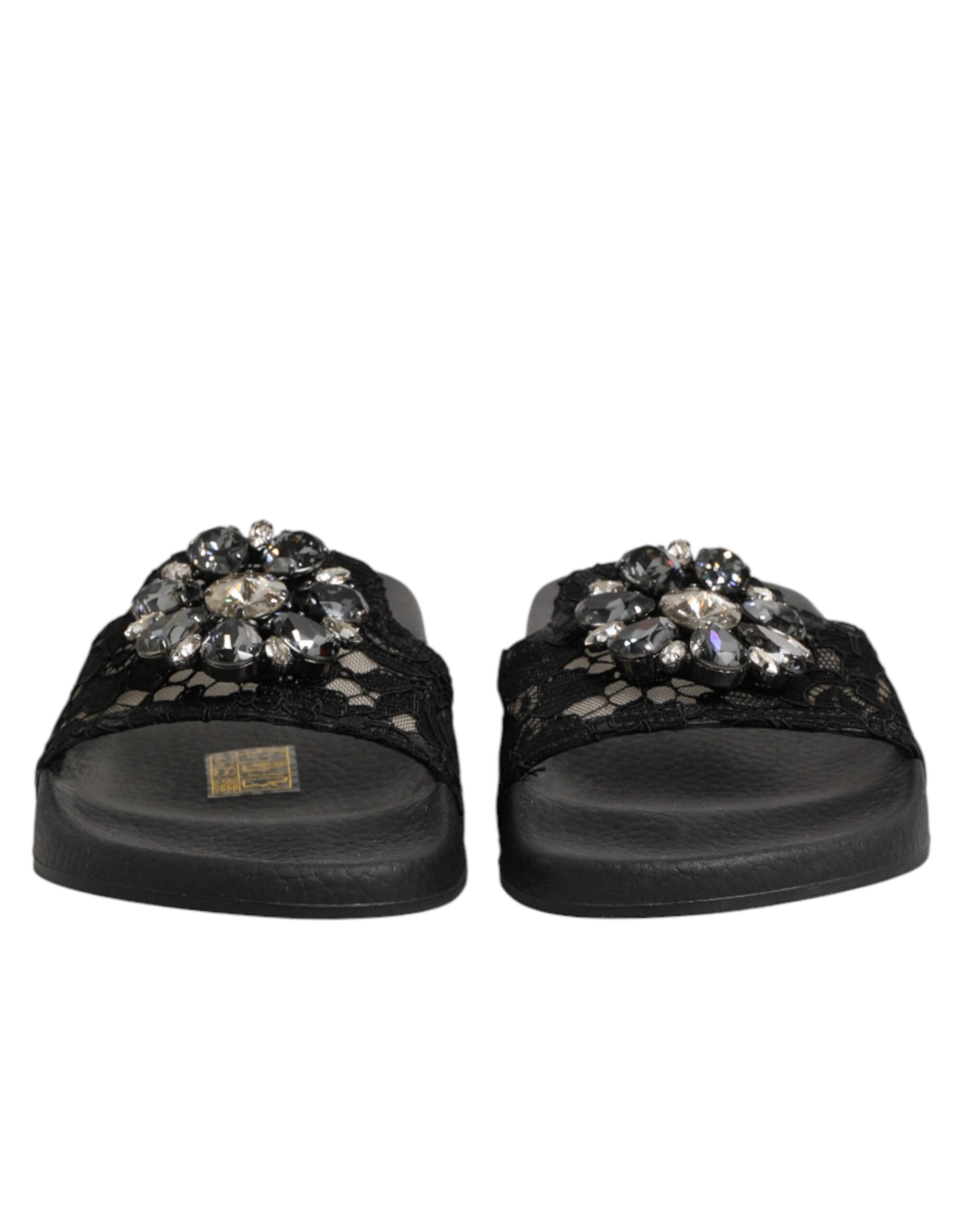 Dolce & Gabbana Schwarze Devotion Matelassé Leder-Slides