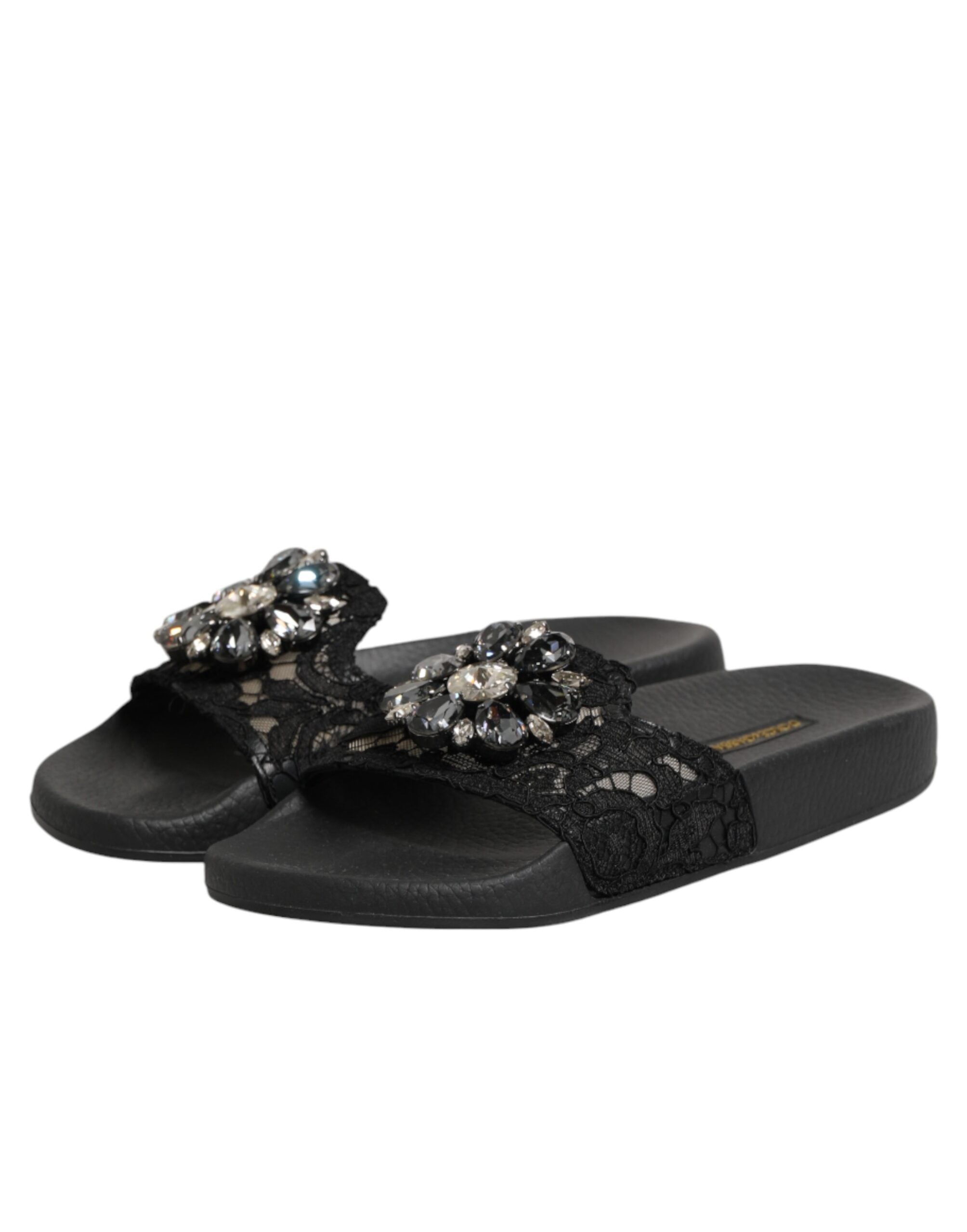 Dolce & Gabbana Schwarze Devotion Matelassé Leder-Slides