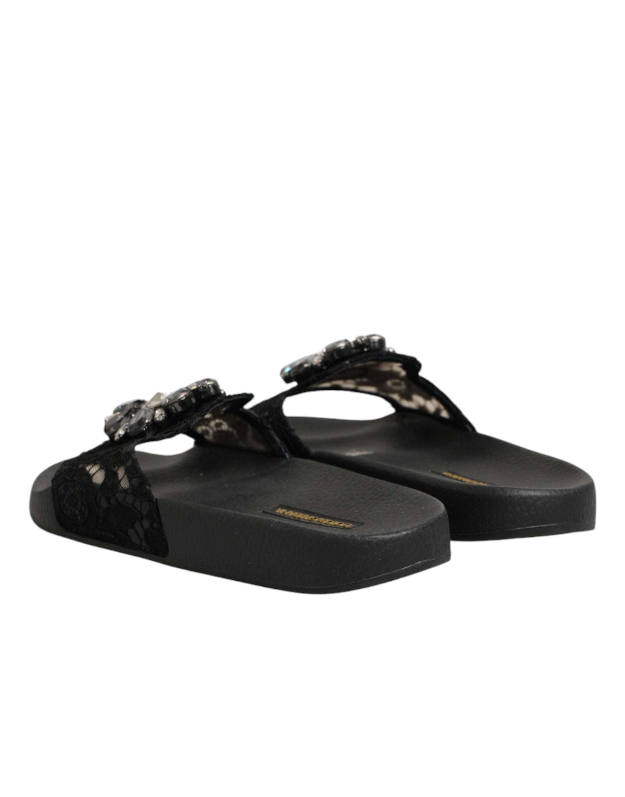 Dolce & Gabbana Schwarze Devotion Matelassé Leder-Slides