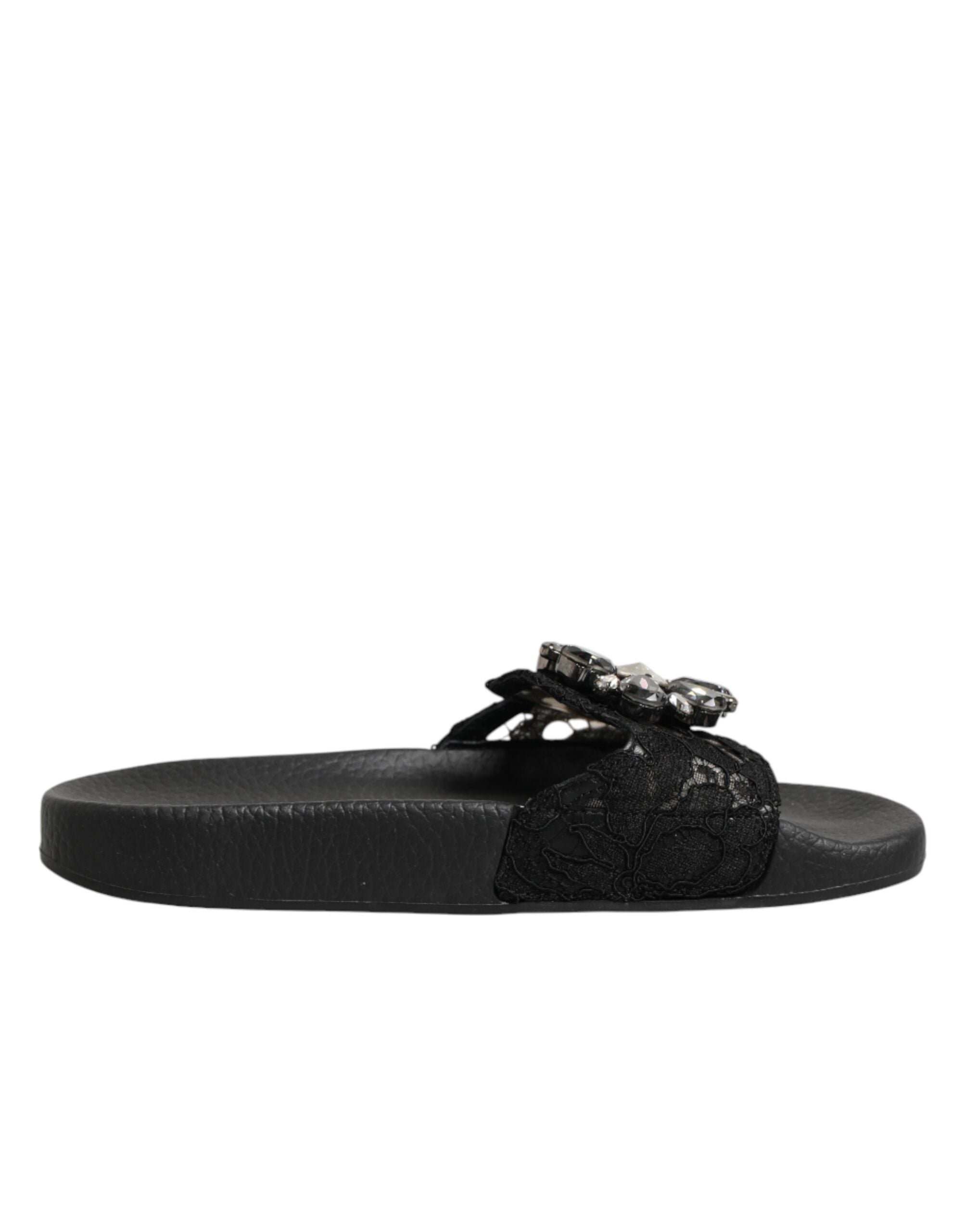 Dolce & Gabbana Schwarze Devotion Matelassé Leder-Slides